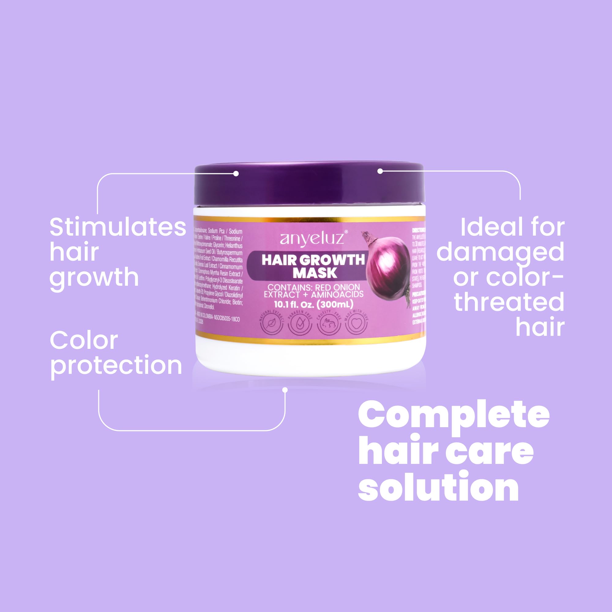 ANYELUZ Onion Hair Mask and Repair Therapy – Hydration, Strength, and Color Protection
