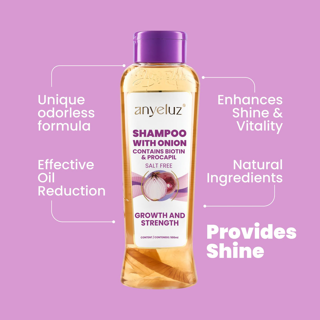 ANYELUZ Onion Shampoo – Odorless, Oil Control, All Hair Types (Salt & Paraben Free)