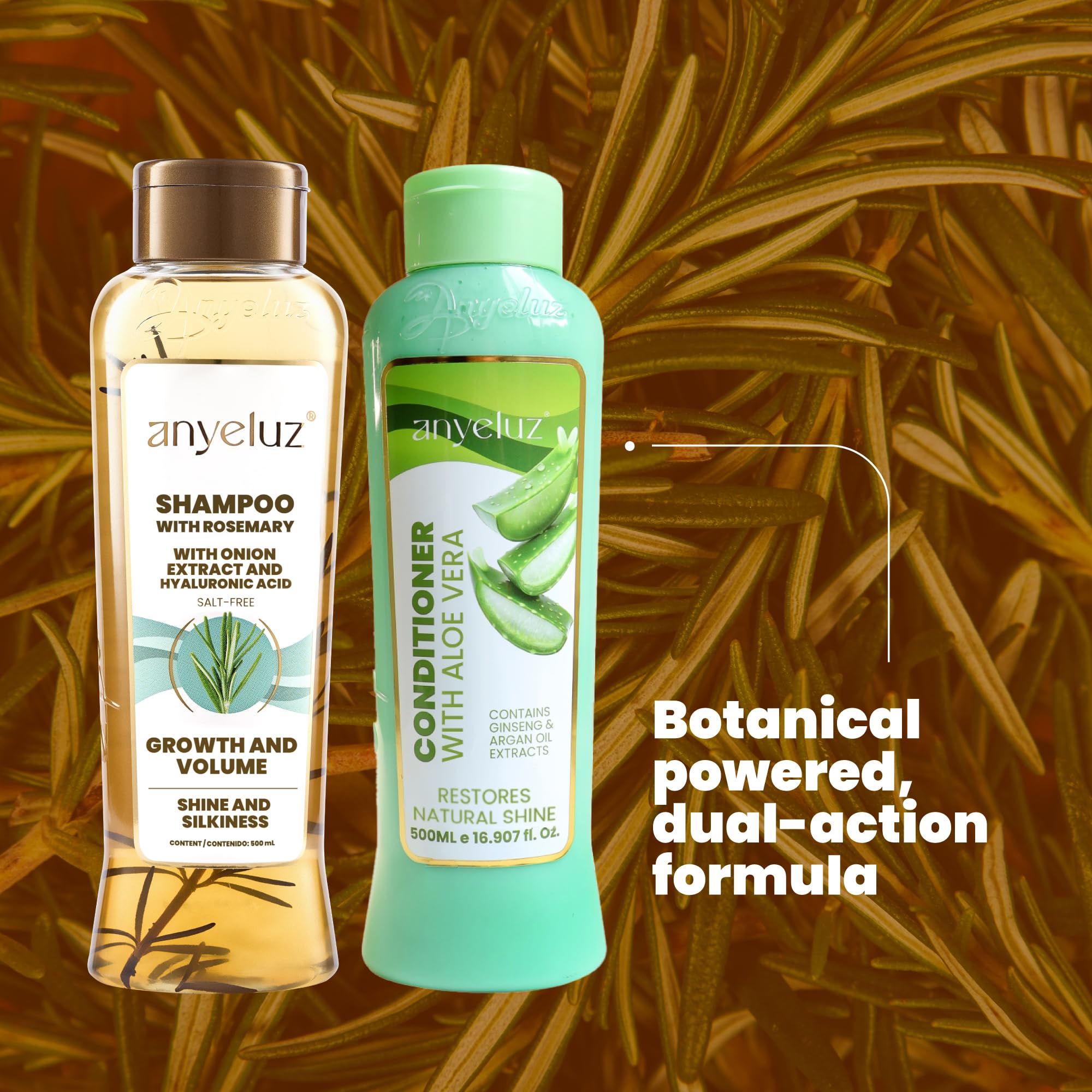 ANYELUZ Rosemary Shampoo & Aloe Conditioner Set – Hydration, Volume & Shine