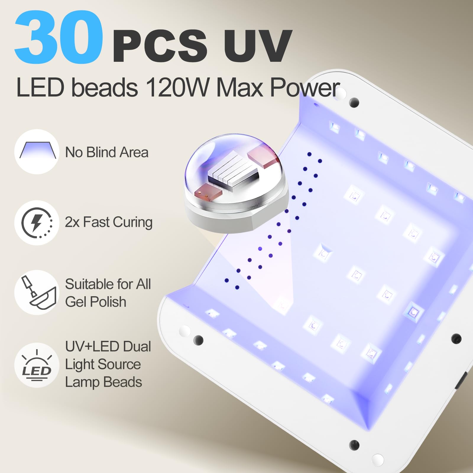 ANYINS UV Nail Lamp 120W – Cordless, Fast & Even Gel Curing with Auto-Sensor