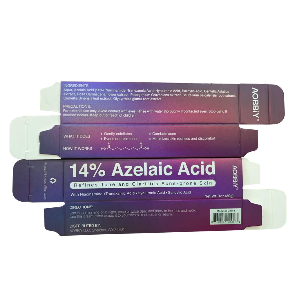 AOBBIY Azelaic Acid Cream for Face – Redness-Soothing, Even Tone, Pore Care (1 oz)