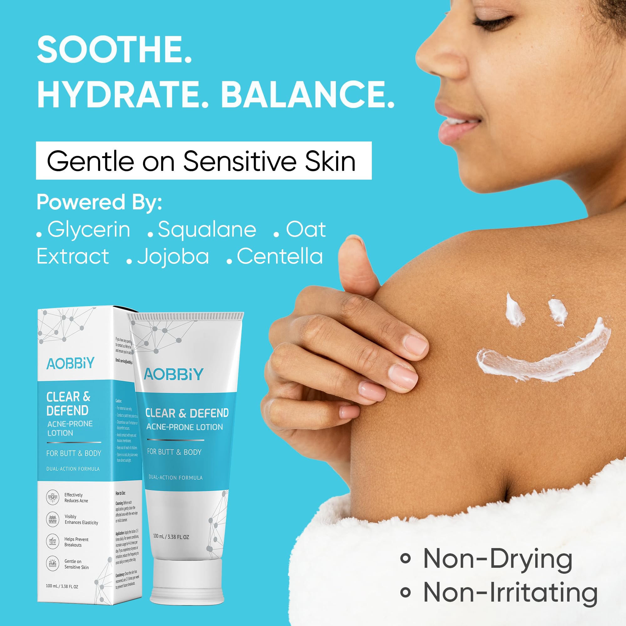 AOBBIY Butt Acne Clearing Treatment Cream — 2% Salicylic Acid & Niacinamide for Back, Butt & Body