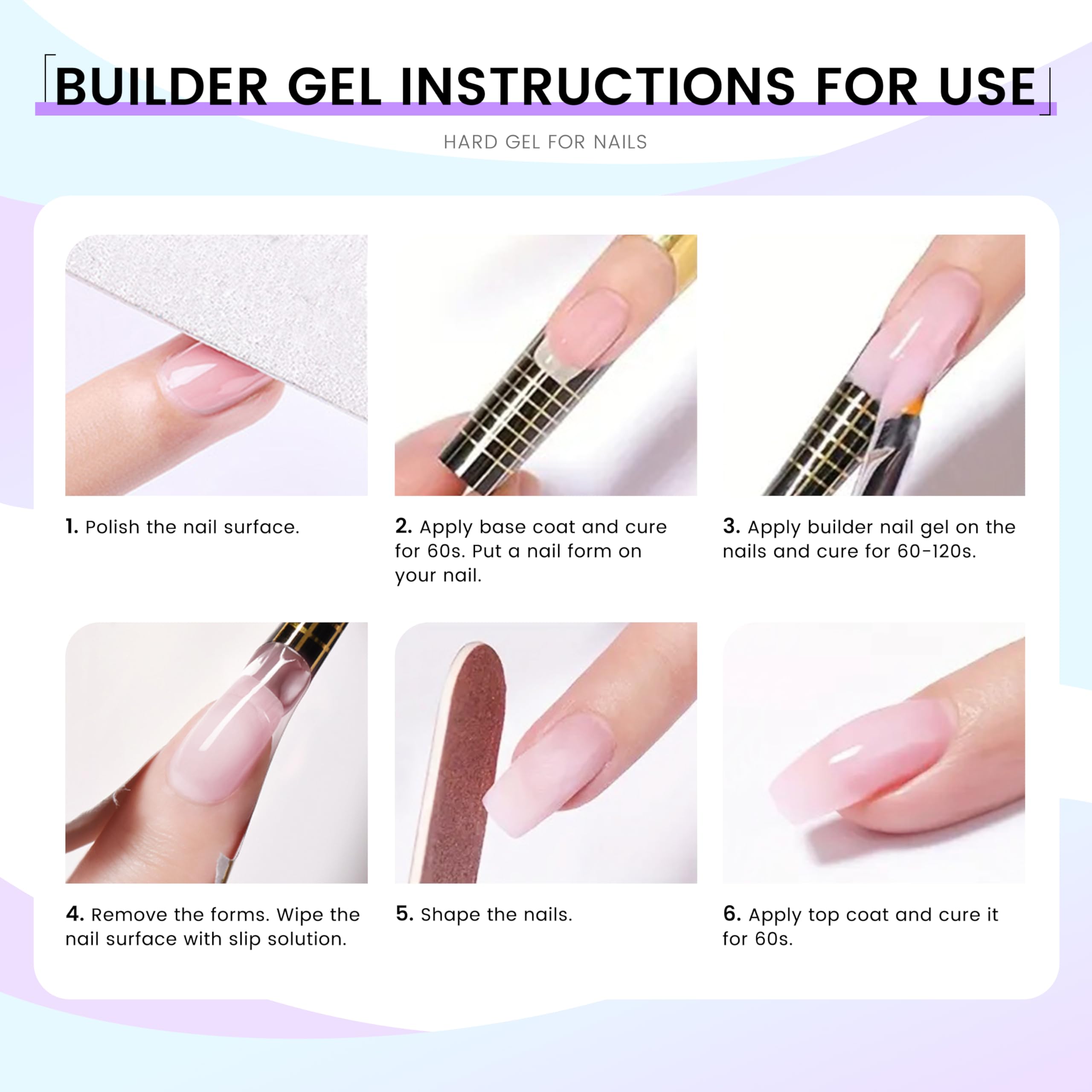 AOBOO Finger Secret Hard Gel for Nails – Builder Gel for Extensions (White/Transparent/Pink Nude), 5.3oz / 150g