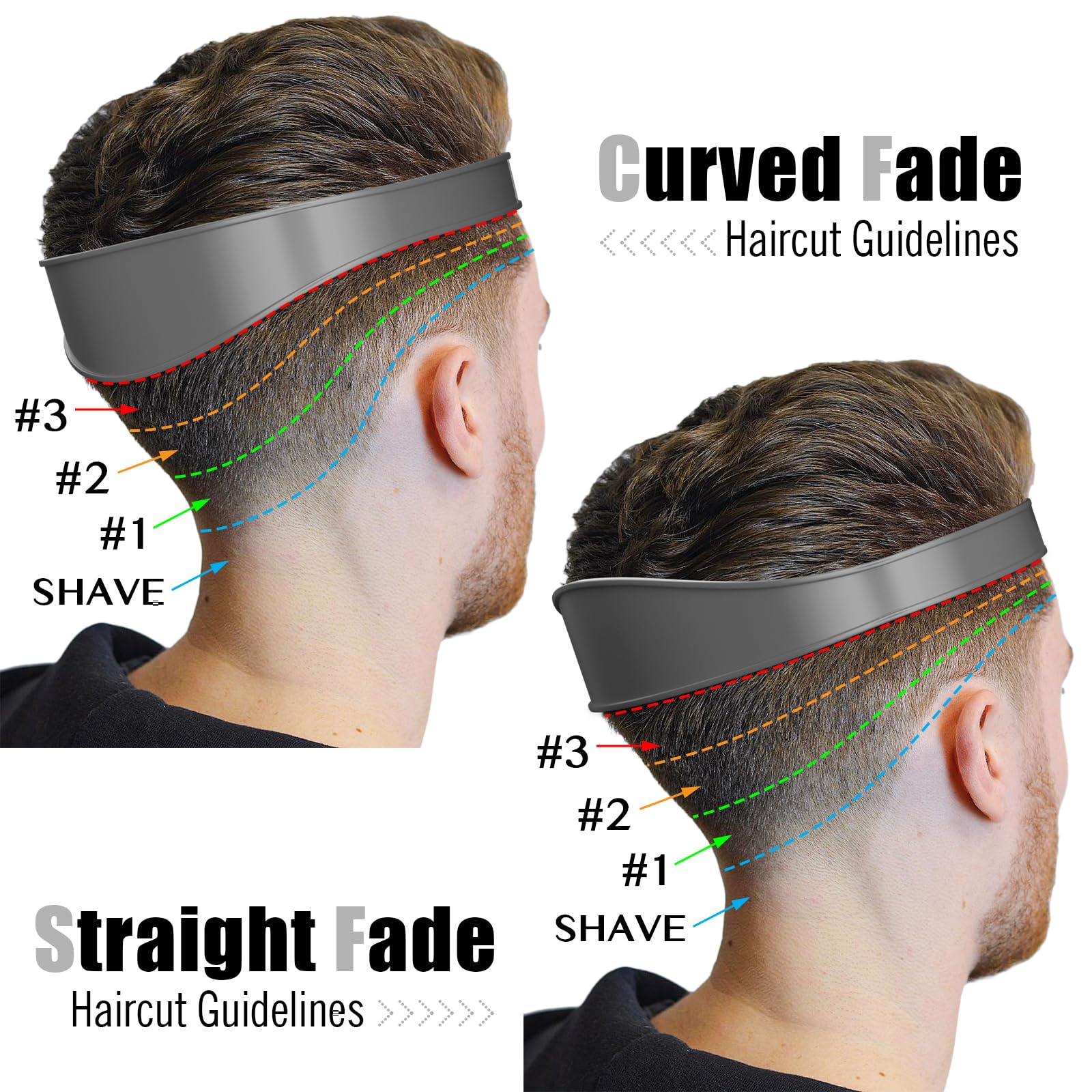 AOMGD Adjustable Hair Trimming Guide & Neckline Shaving Template – DIY Self-Haircut System (Grey)
