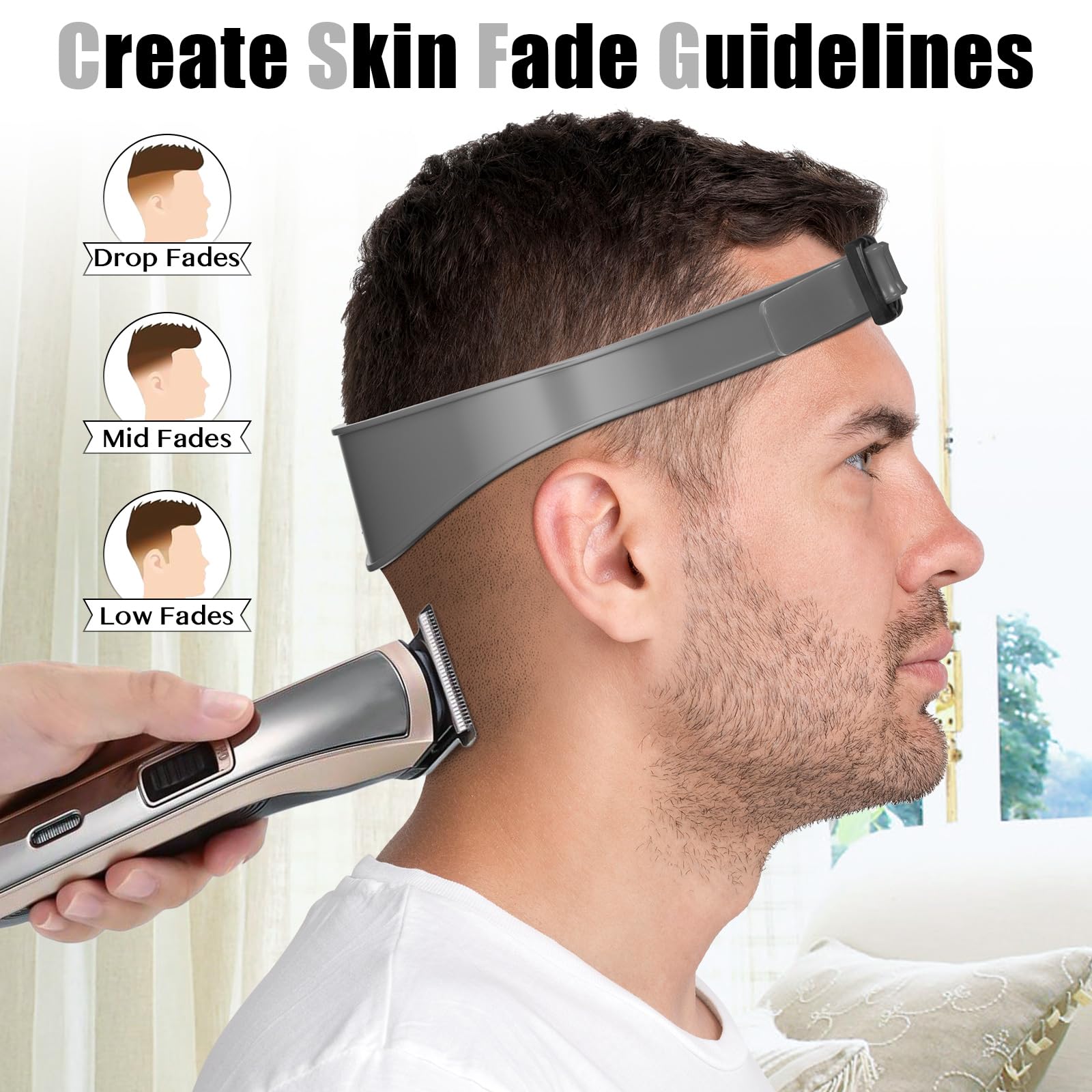 AOMGD Adjustable Hair Trimming Guide & Neckline Shaving Template – DIY Self-Haircut System (Grey)
