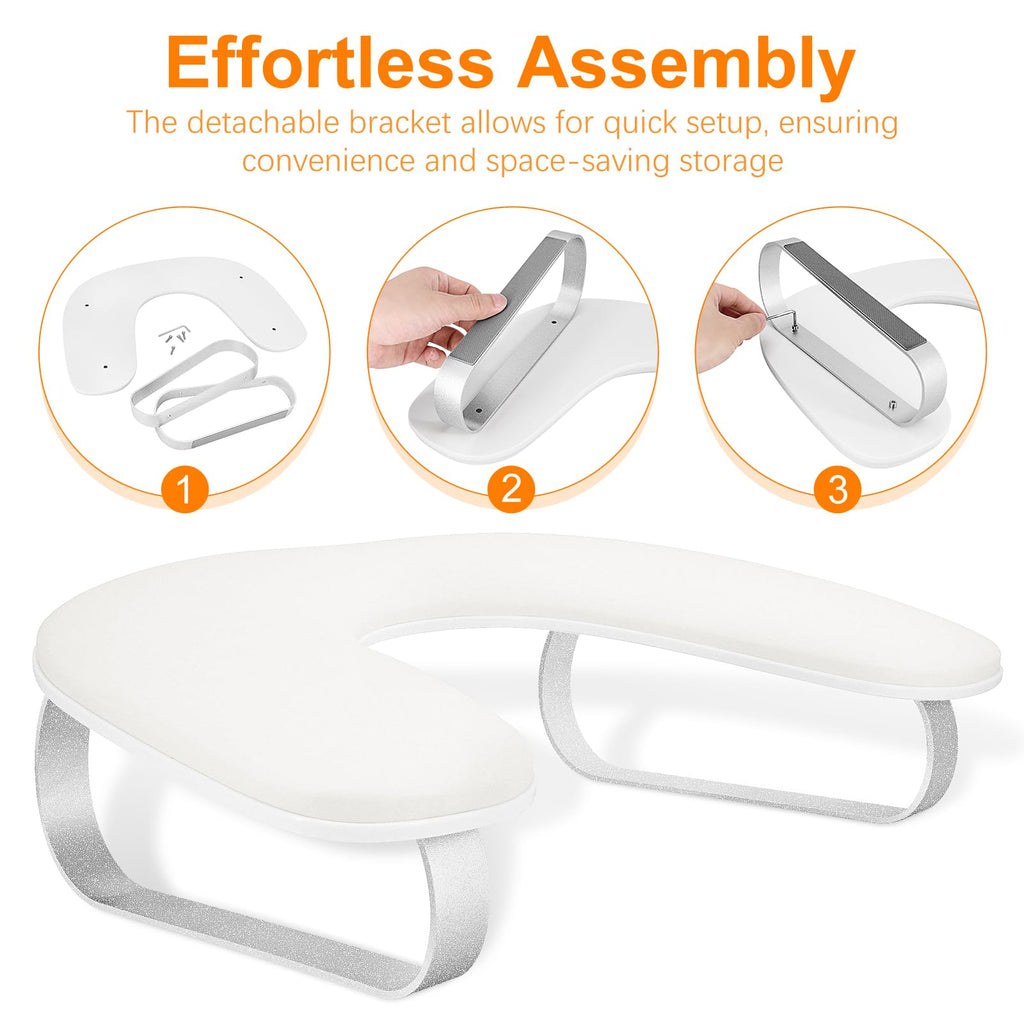 AONOLOVO Arm Rest for Nails Tech — 10-degree Inclined U-Shaped Nail Hand Rest with Aluminum Alloy Holder, Non-slip