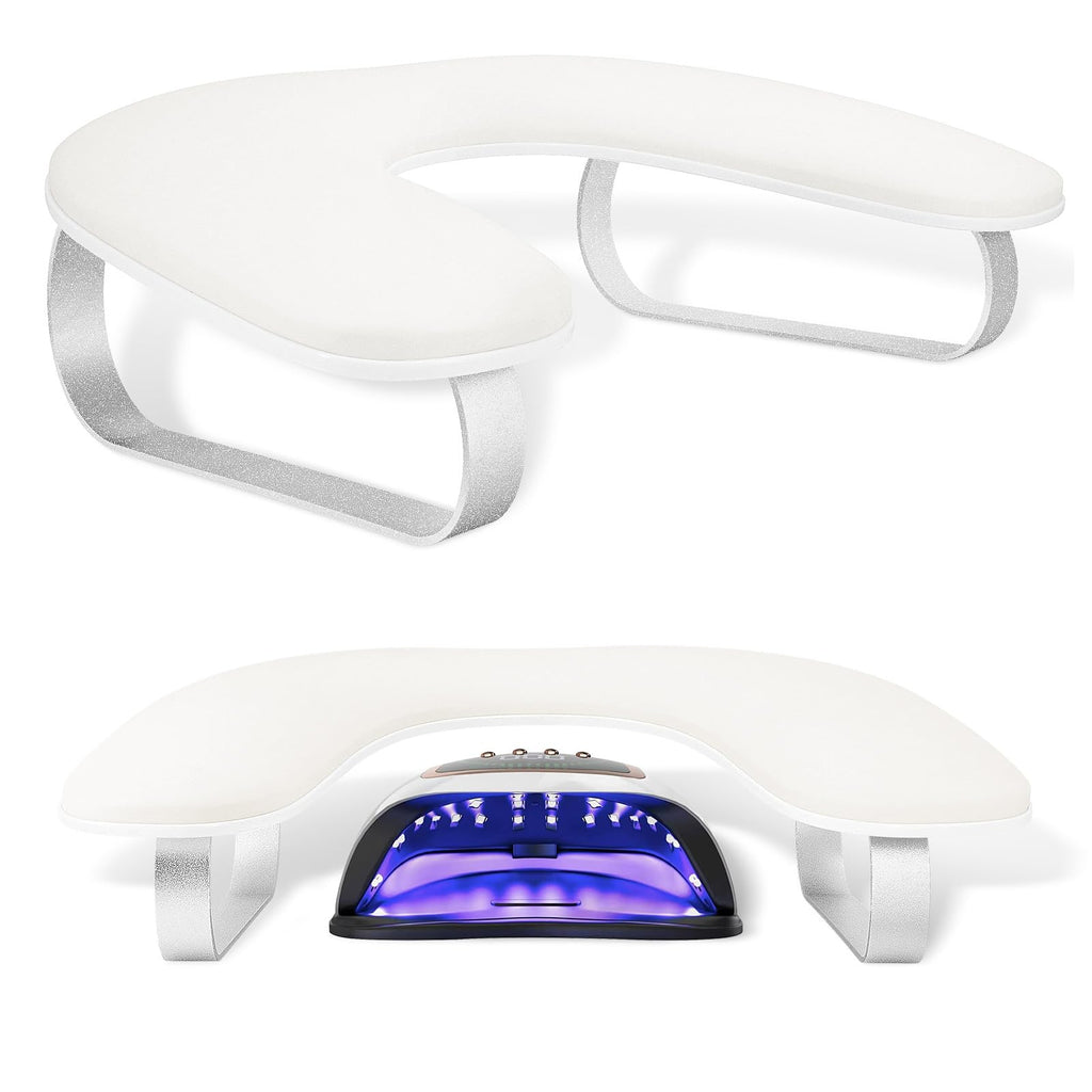 AONOLOVO Arm Rest for Nails Tech — 10-degree Inclined U-Shaped Nail Hand Rest with Aluminum Alloy Holder, Non-slip