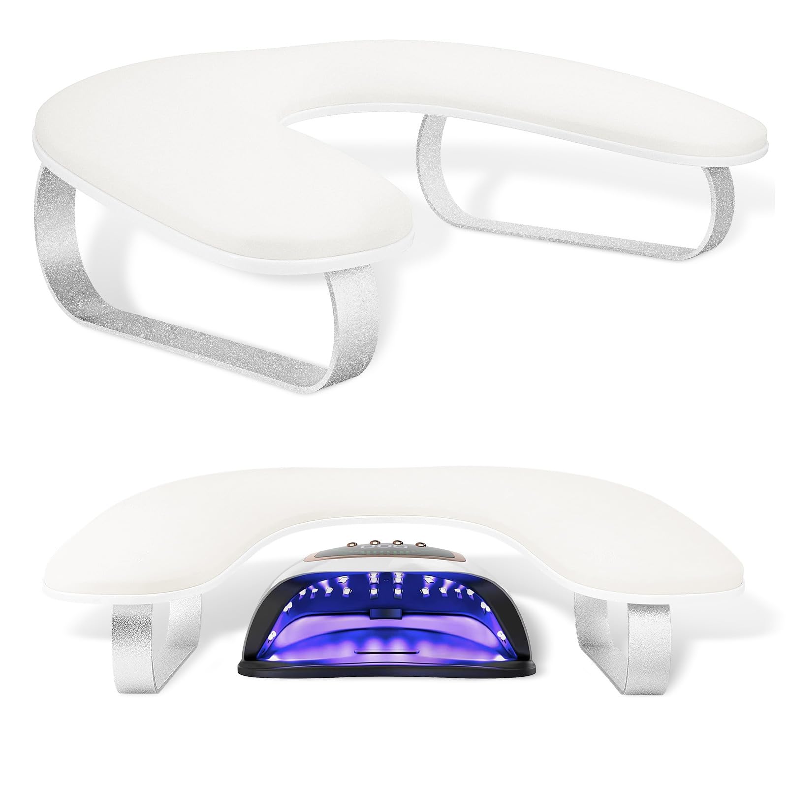 AONOLOVO Arm Rest for Nails Tech — 10-degree Inclined U-Shaped Nail Hand Rest with Aluminum Alloy Holder, Non-slip