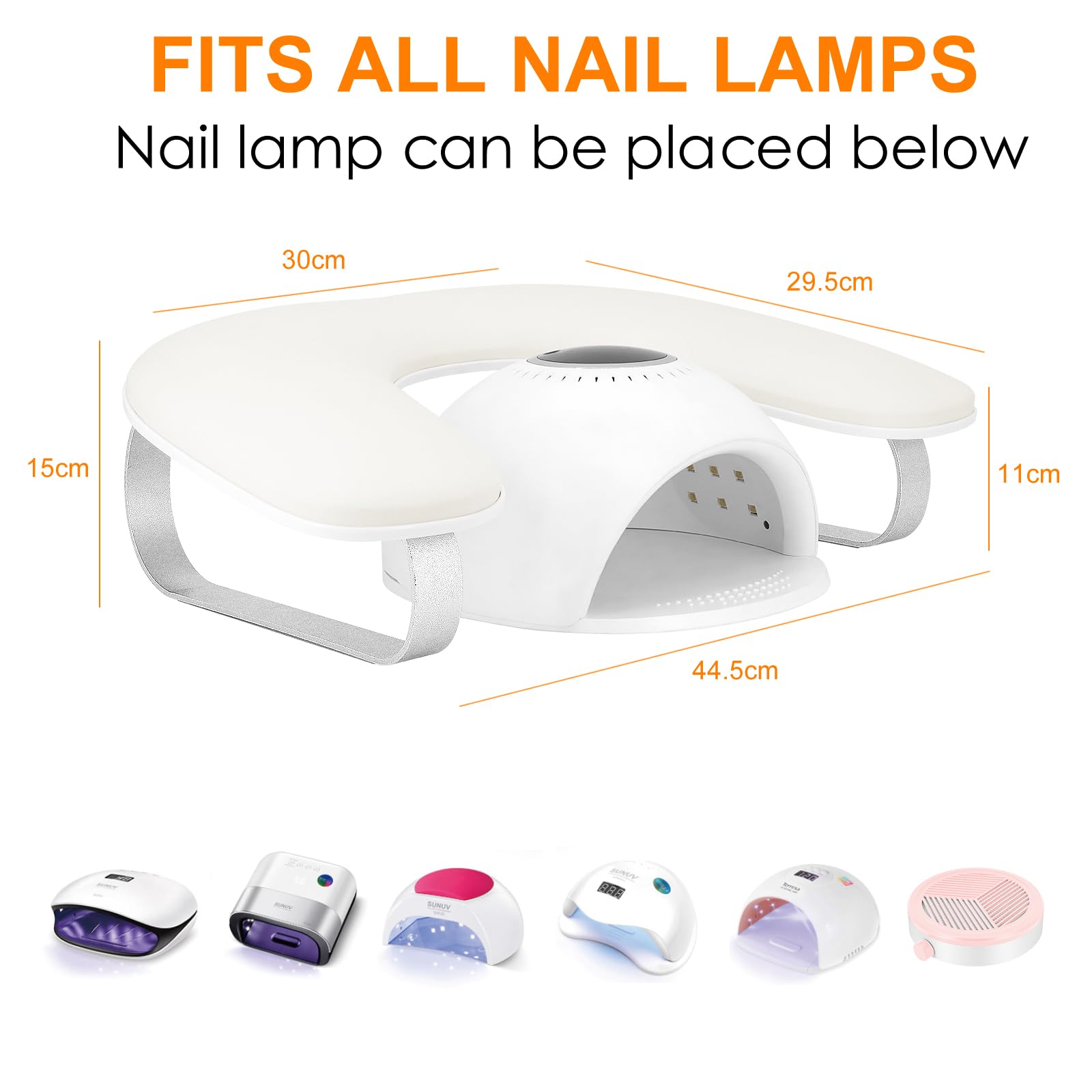 AONOLOVO Arm Rest for Nails Tech — 10-degree Inclined U-Shaped Nail Hand Rest with Aluminum Alloy Holder, Non-slip