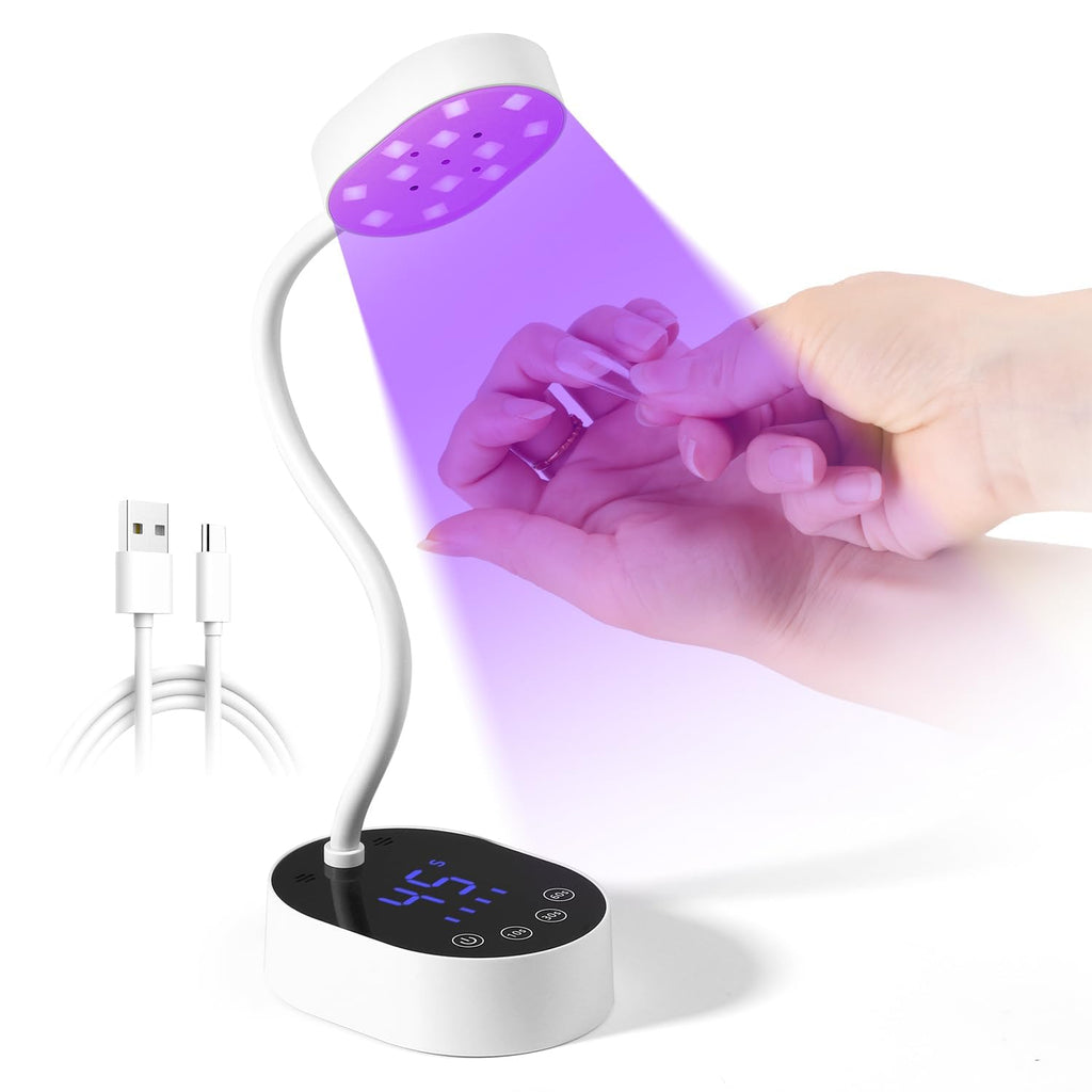 AORAEM UV Nail Lamp Gooseneck Mini 36W – Rechargeable Gel Dryer with 4 Timers