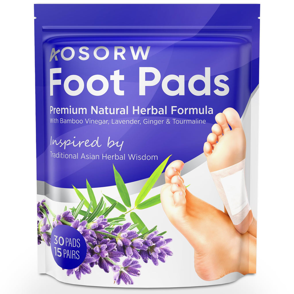 AOSORW Natural Foot Pads - Lavender & Bamboo Vinegar | Soothing Nighttime Ritual (30 Pads)