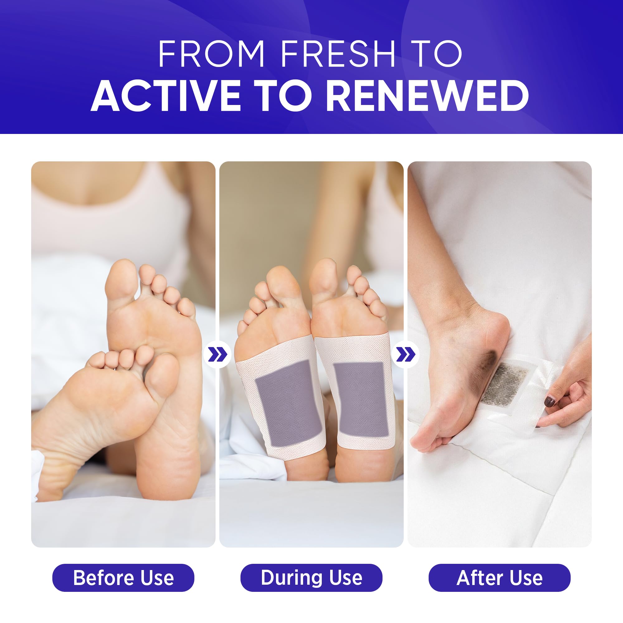 AOSORW Natural Foot Pads - Lavender & Bamboo Vinegar | Soothing Nighttime Ritual (30 Pads)