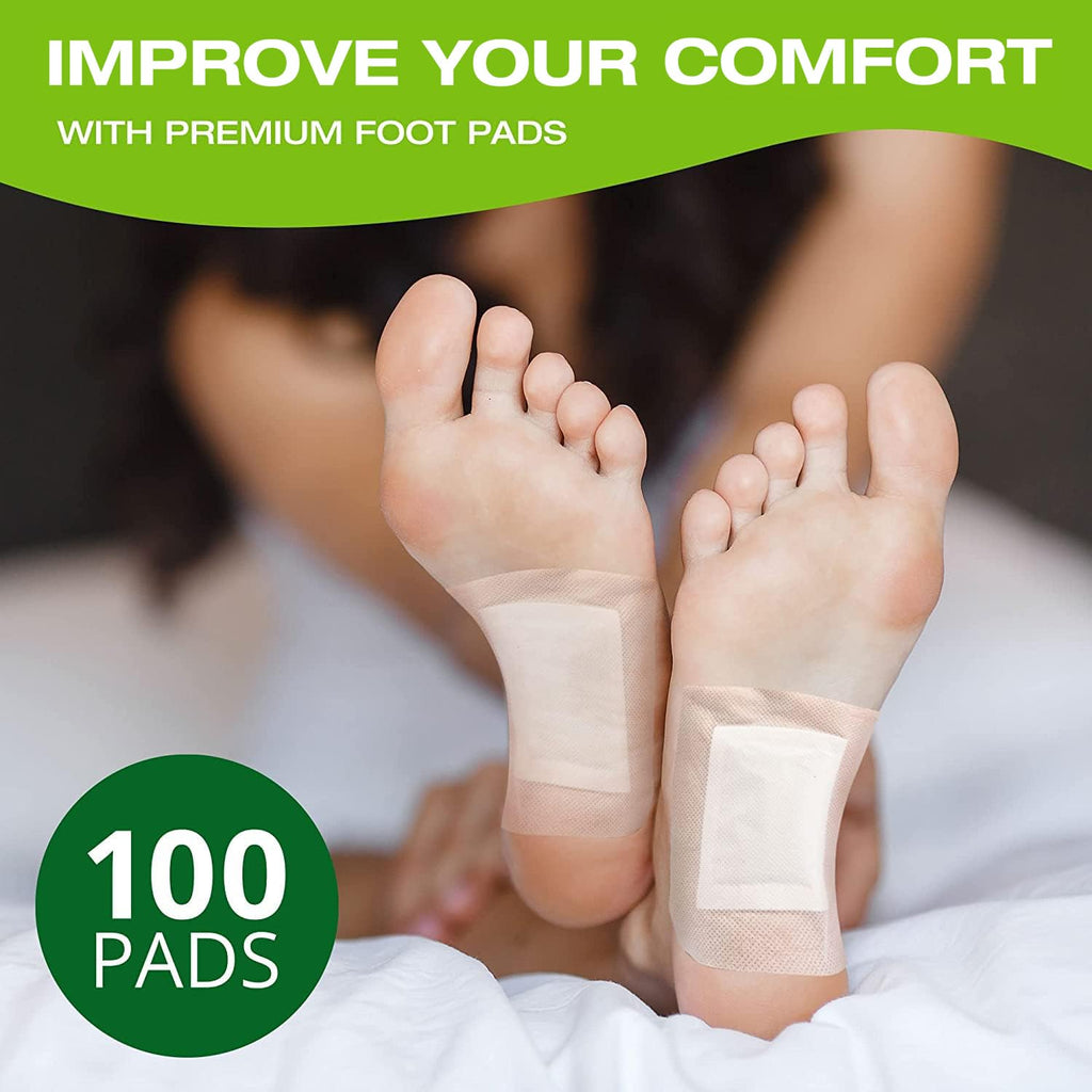 AOSORW Natural Herbal Foot Pads Ginger Oil and Bamboo Charcoal 100 Pads Pack - Overnight Foot Care
