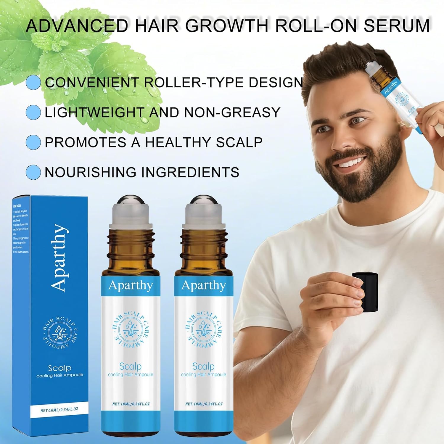 Aparthy Hair Growth Roll On – 2-Pack Advanced Serum for All Hair Types (10ml each)