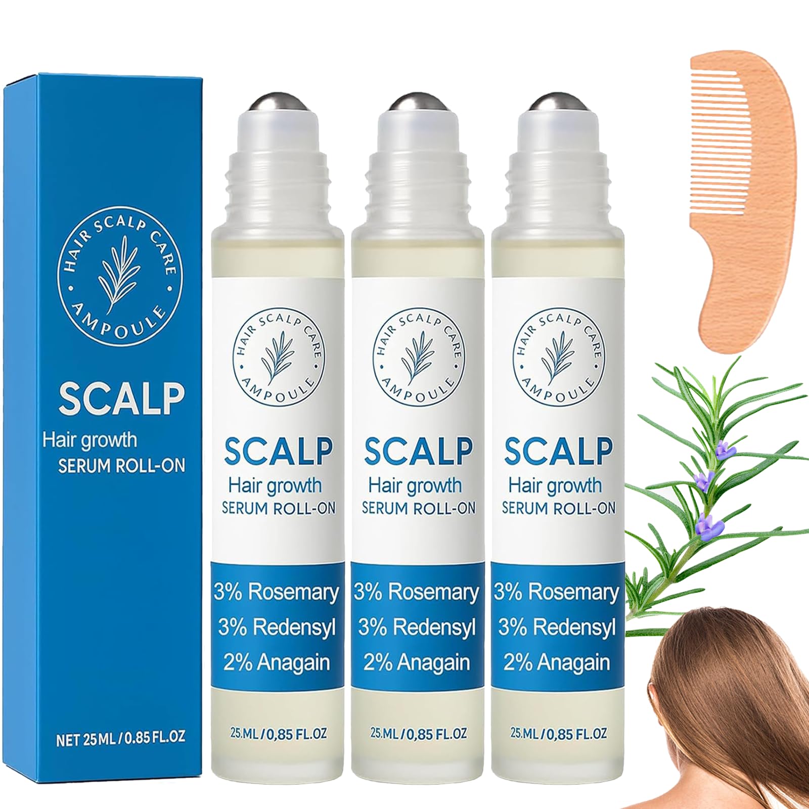 Aparthy Hair Growth Roll-On – Rosemary Serum for Thicker, Stronger Hair (3pcs)