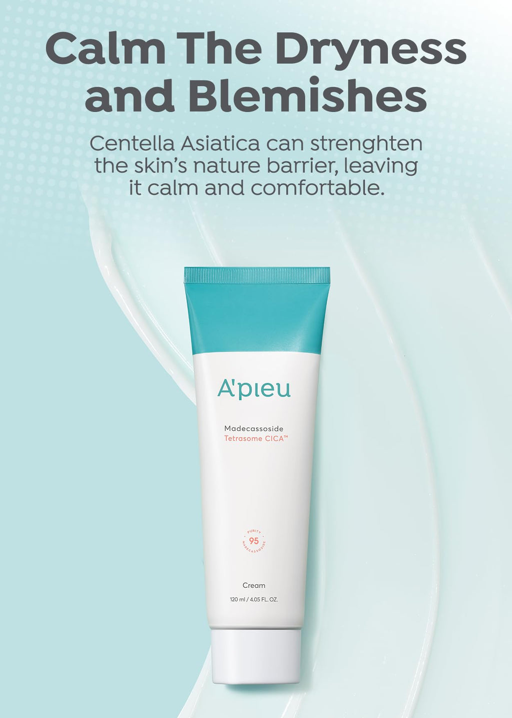A'PIEU Madecassoside Tetrasome Cica Cream 1.69 fl oz | Calming Hydration for Sensitive Skin | Centella Asiatica + Madecassoside