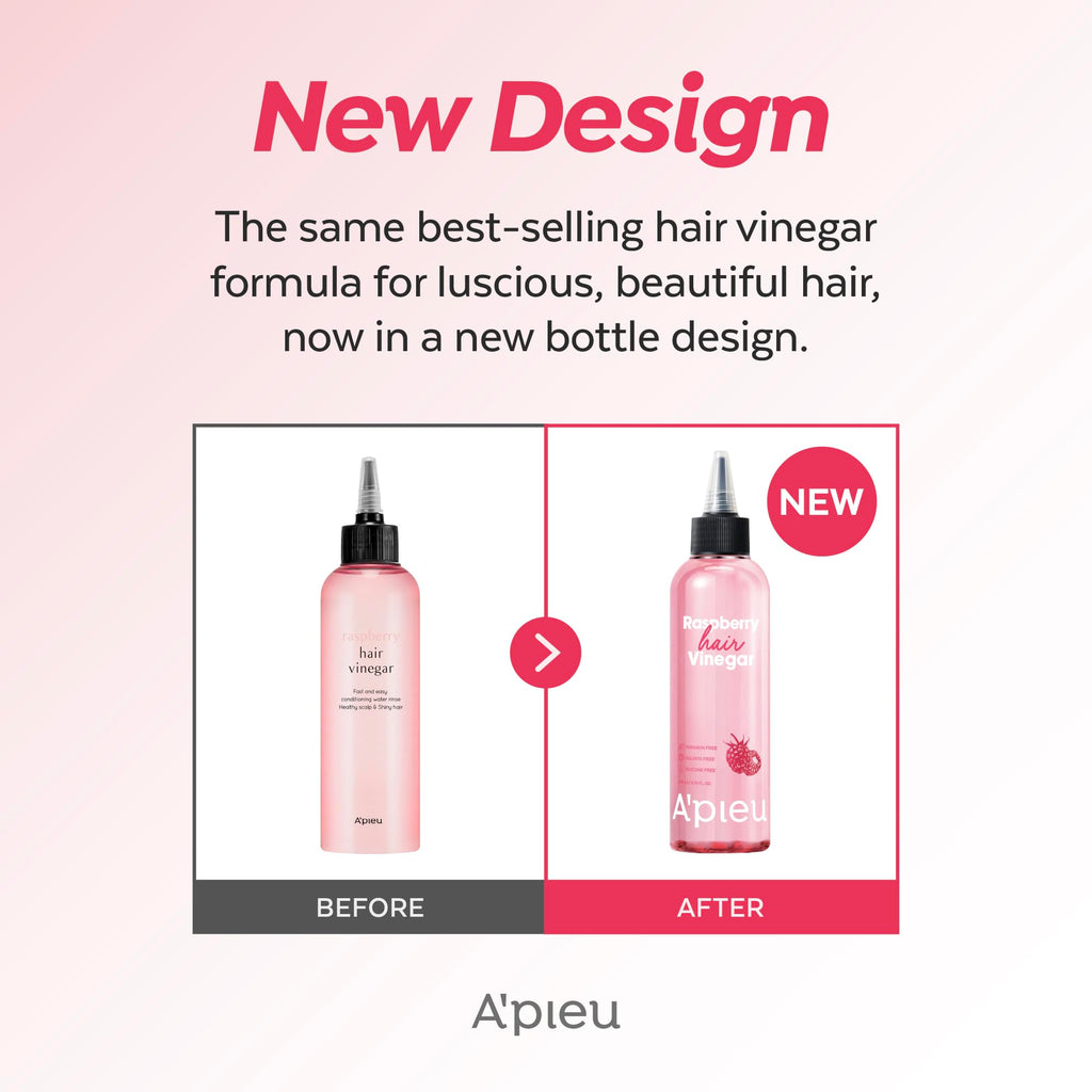 A'PIEU Raspberry Vinegar Shampoo & Hair Vinegar Rinse Set – Scalp Clarifying & pH-Balanced