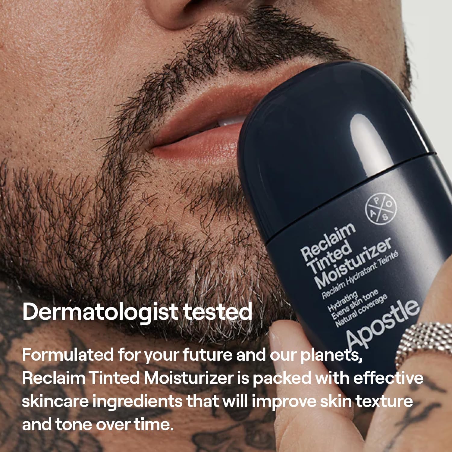 APOSTLE Reclaim Tinted Moisturizer for Men (5 Mandeville) – Hydrating, Buildable Coverage, Niacinamide + Hyaluronic Acid