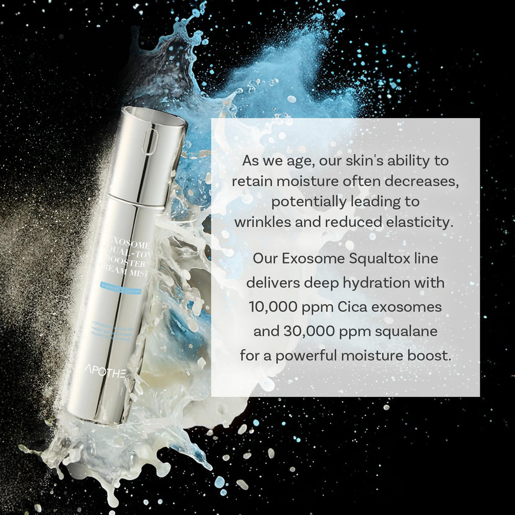 APOTHE Exosome Squal-Tox Booster Cream Mist – Hydration, Soothing, and Brightening (3.38 fl oz / 100 ml) | Squalane, Centella Asiatica & Niacinamide