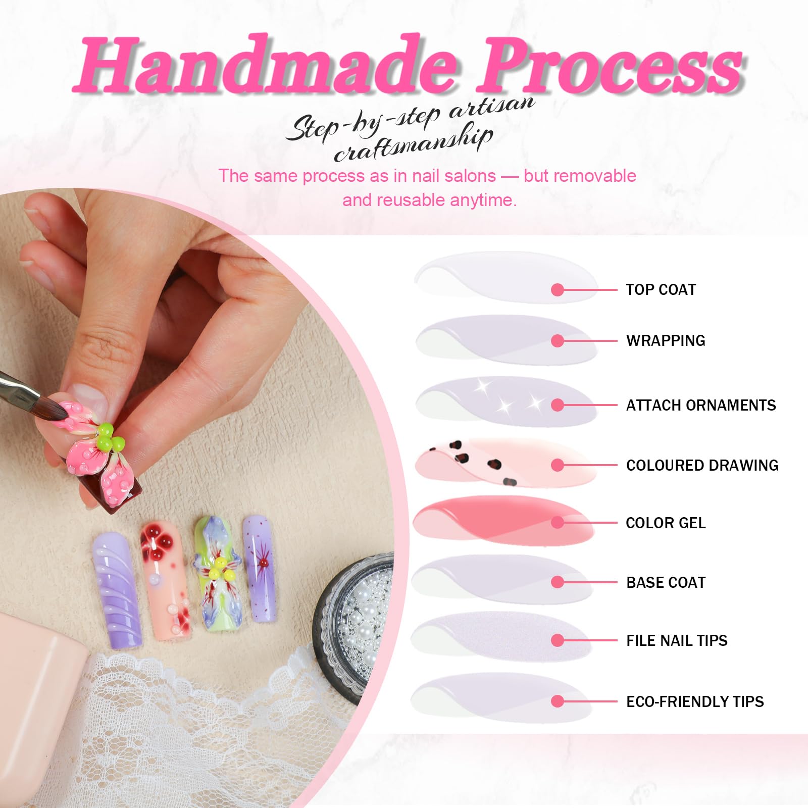Appife Handmade Acrylic Square Press-On Nails – 10pc Brown & White Glossy Tips