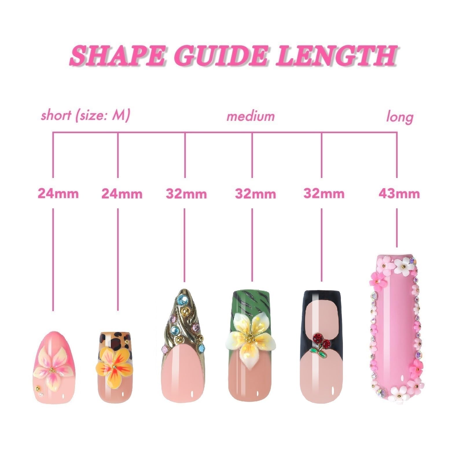 Appife Trendy Cherry Leopard Press-On Nails – 10pcs Handmade Acrylic Square Tips with 3D Blossom Art