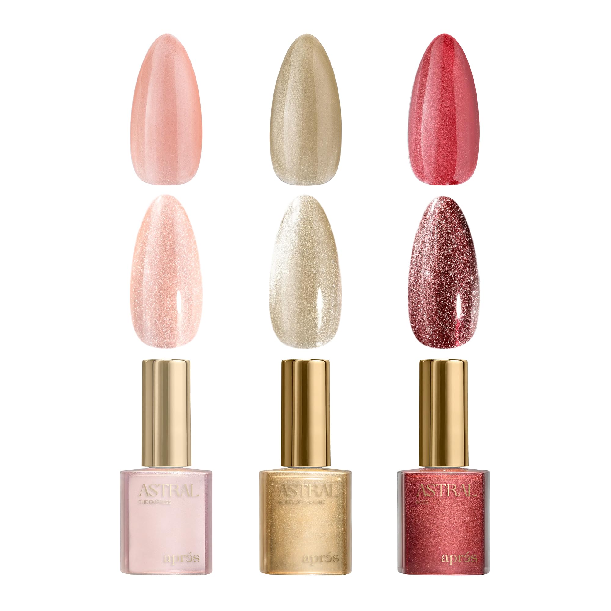 APRÉS Astral Gel Color Set: 3-Color HEMA-Free Salon Gel Polish Trio (Astral Velvet Cat Eye, Set 6)