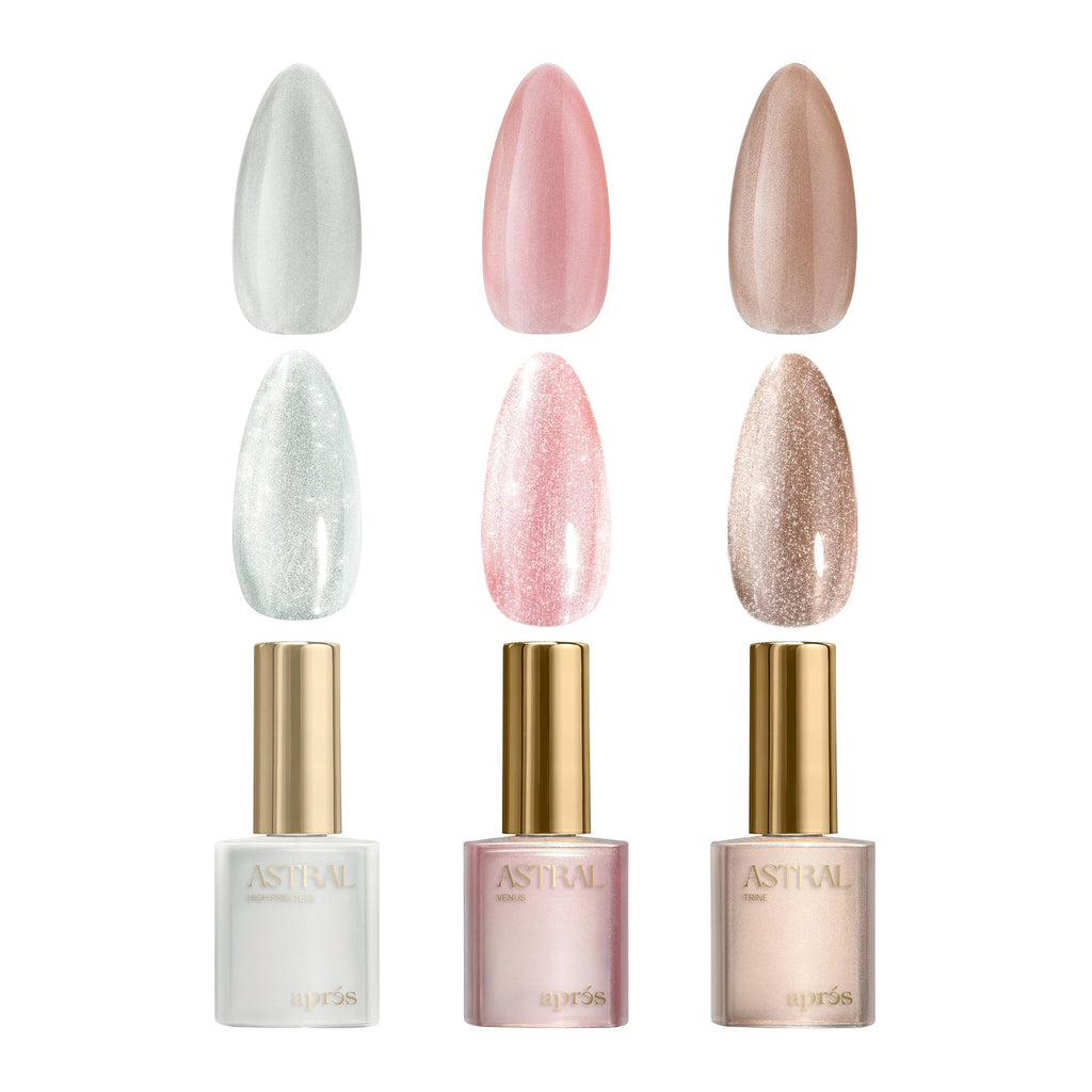 APRÉS Astral Gel Color Set – 3 Colors (HEMA-Free & TPO-Free) Velvet Cat Eye & Shimmer Cat Eye Finishes