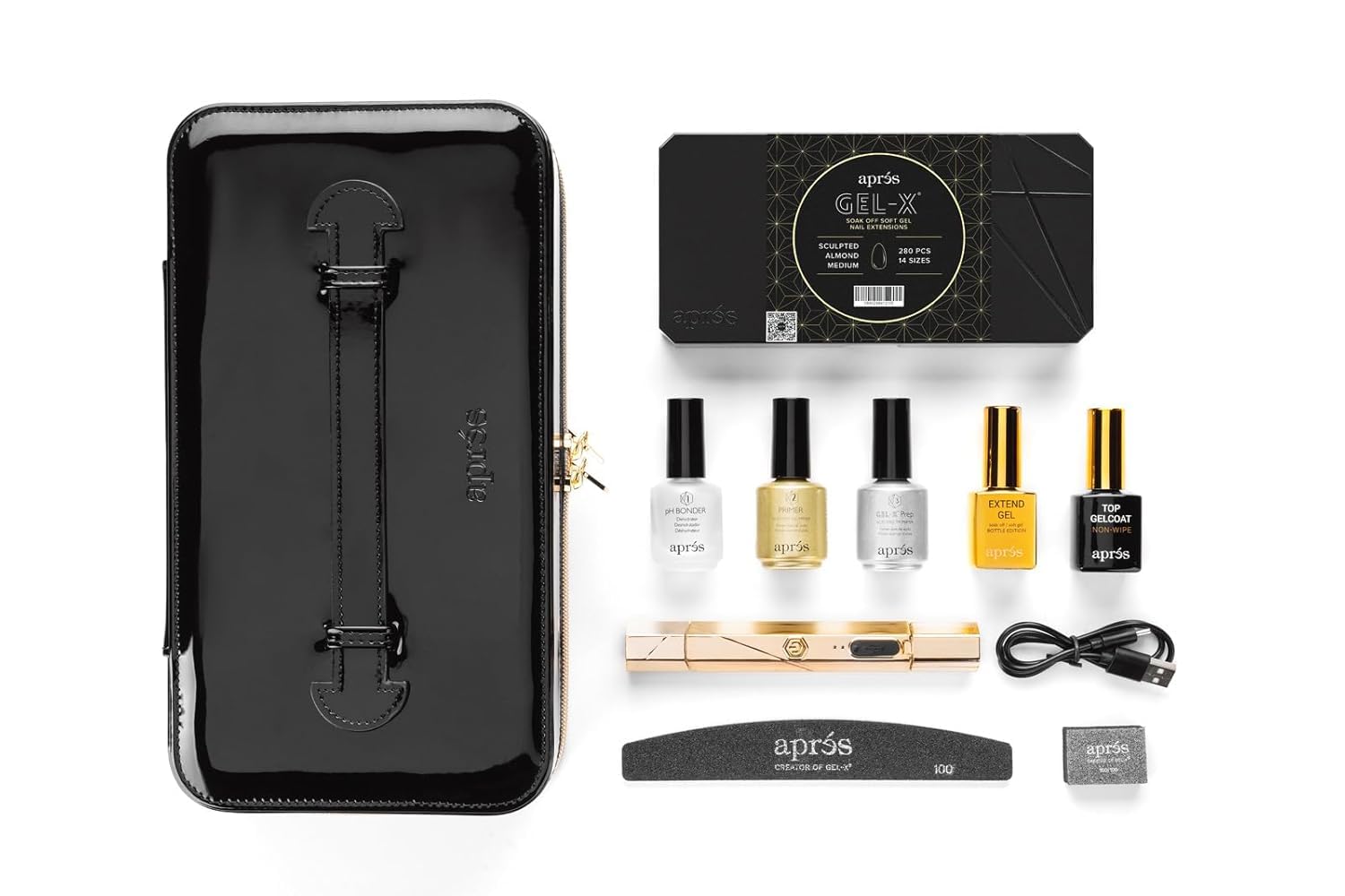 APRES Gel-X Nail Professional Starter Kit — 14 Sizes incl. Half Sizes (2025 Edition, Sculpted Almond Medium)