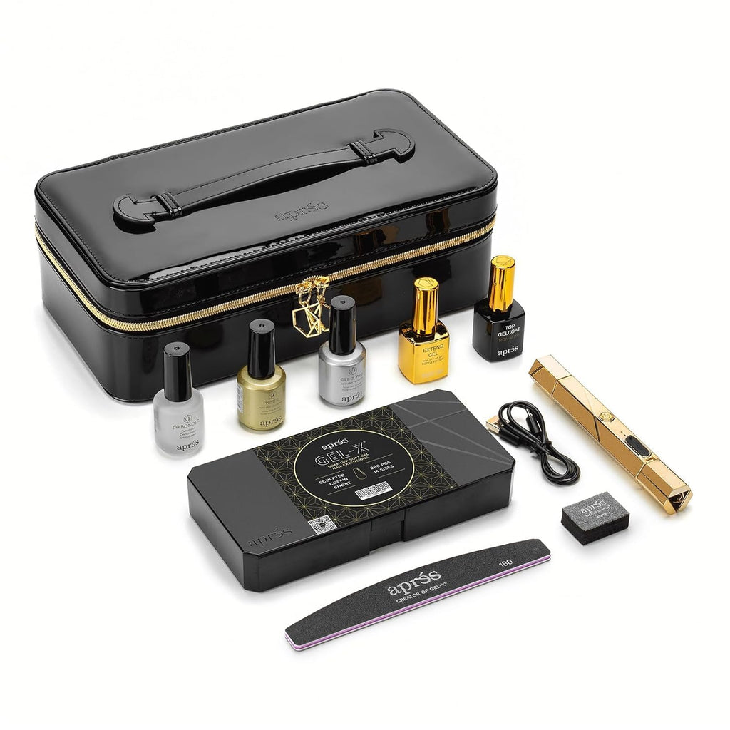 APRÉS Gel-X Nail Starter Kit — 14 Sizes with Half Sizes Included (Sculpted Coffin Short)