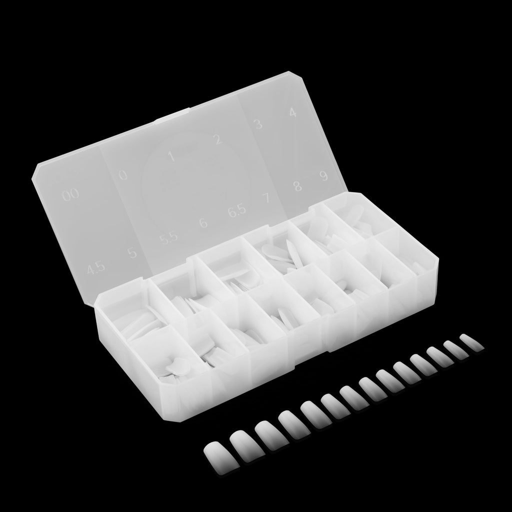 APRÉS Ombre Gel-X Tips Box – 210 Tips, 14 Sizes (00–9), Natural Square Medium, Premium Quality