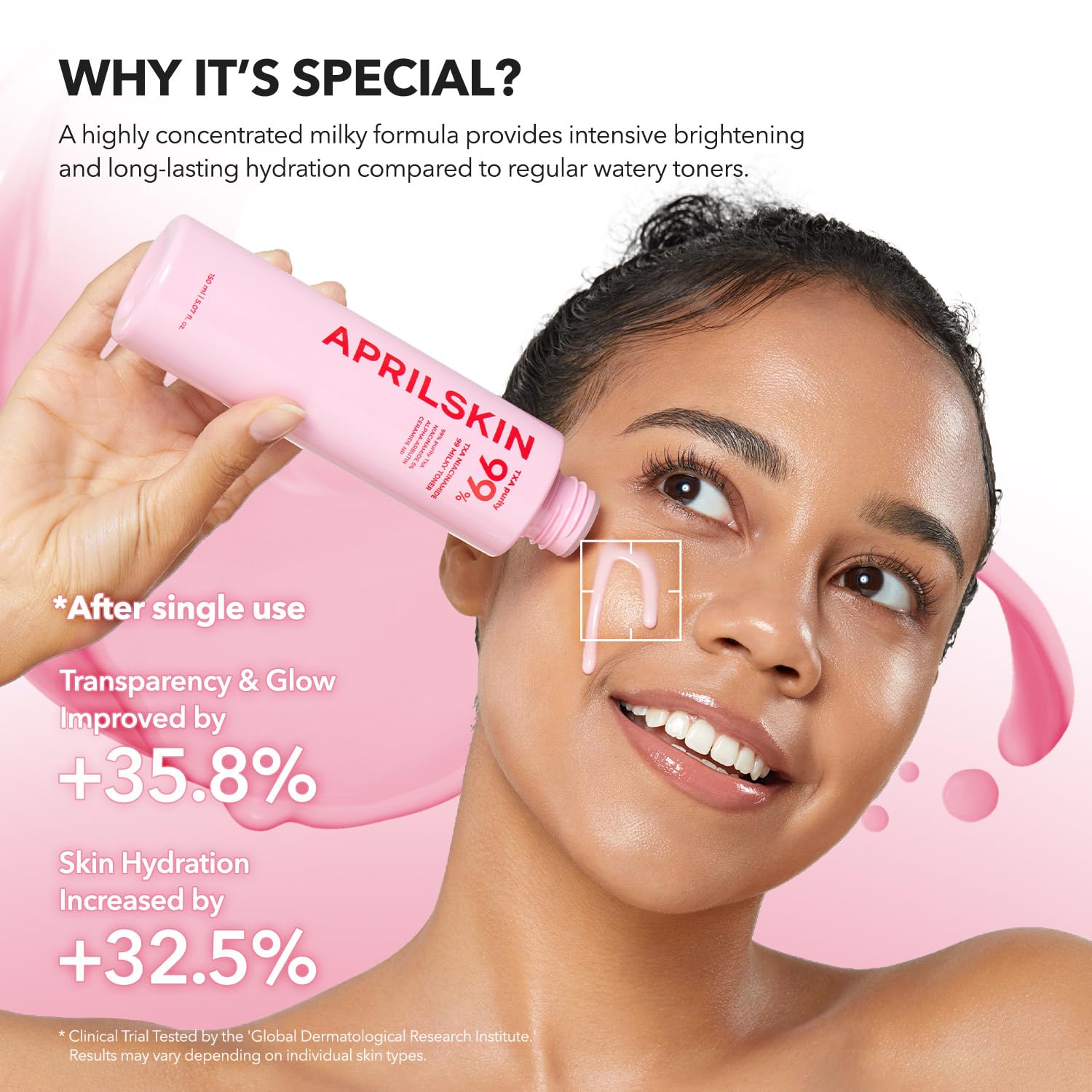 APRILSKIN TXA+Niacinamide 99 Pink Milky Toner – 99% TXA + Niacinamide 5% for Brightening, Deep Hydration | 5.07 fl oz