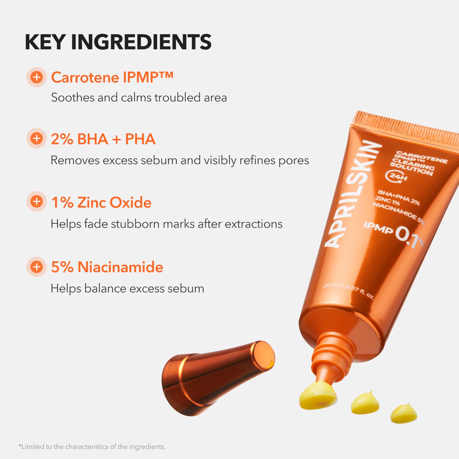 APRILSKIN Carrotene IPMP Clearing Solution | Quick Blemish Calm, 0.67 fl oz, Vegan