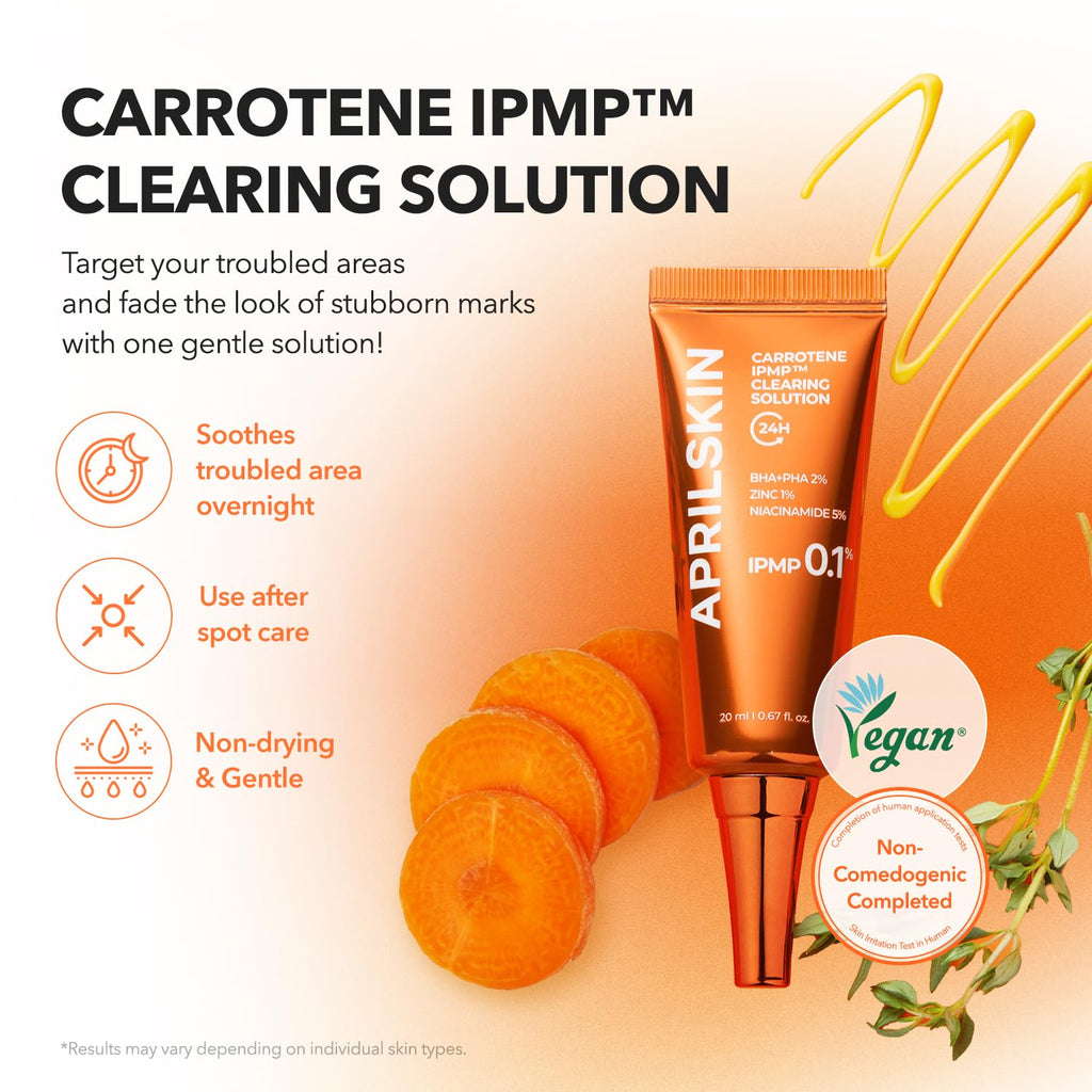 APRILSKIN Carrotene IPMP Clearing Solution | Quick Blemish Calm, 0.67 fl oz, Vegan