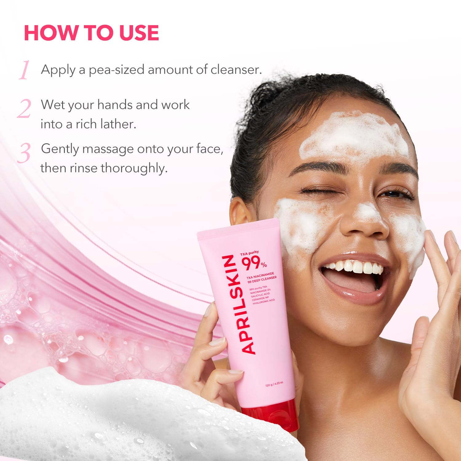 APRILSKIN TXA Niacinamide 99% Pink Bubble Gum Deep Cleanser | Pore & Blackhead Care | 4.23 fl oz