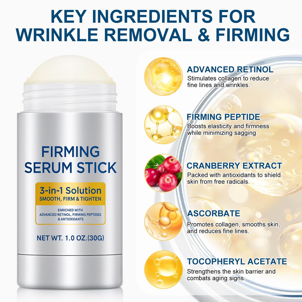APUUFYQC Retinol Firming Serum Stick – 2-Pack, 3-in-1 Face, Neck & Jawline Tightening (2 oz)