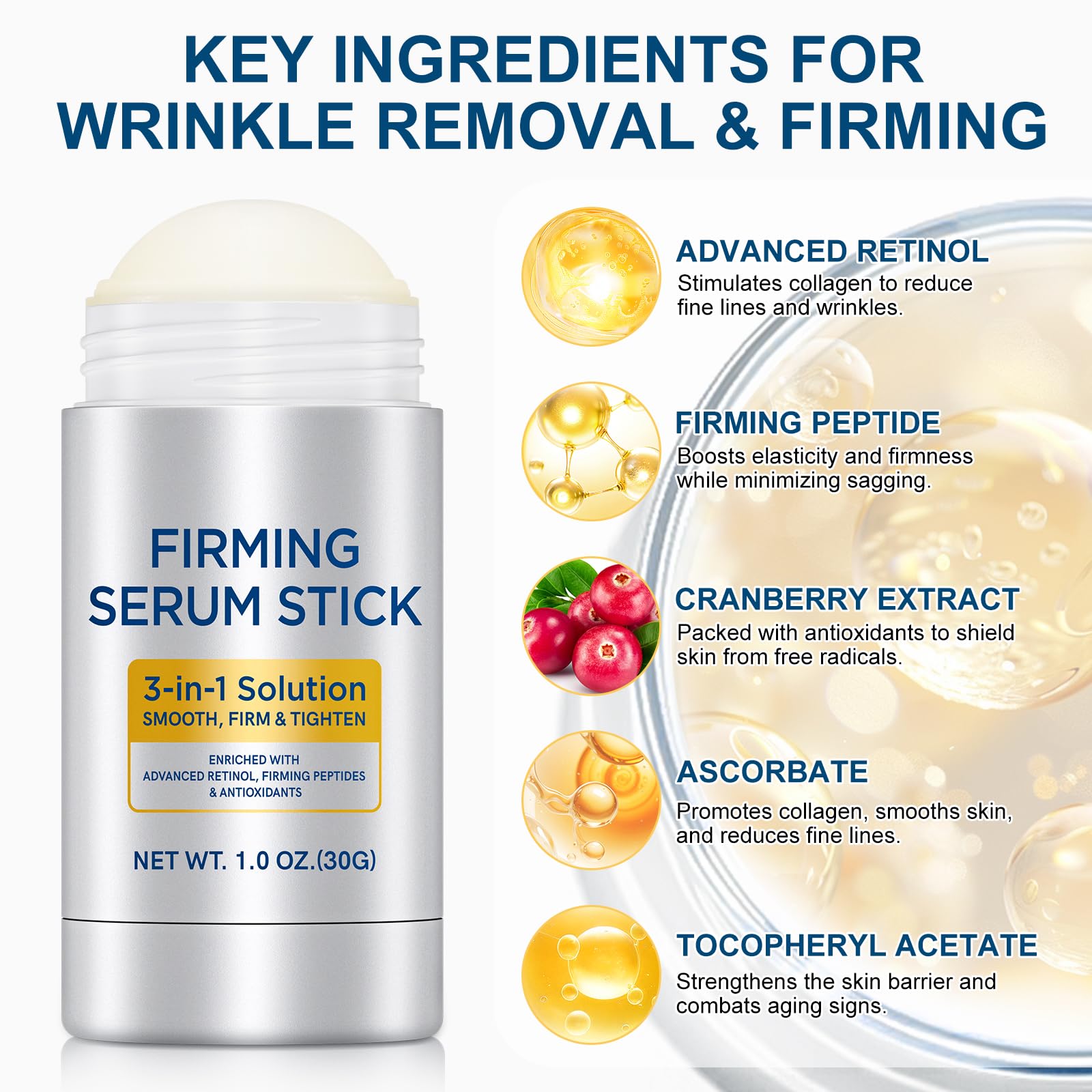 APUUFYQC Retinol Firming Serum Stick – 2-Pack, 3-in-1 Face, Neck & Jawline Tightening (2 oz)