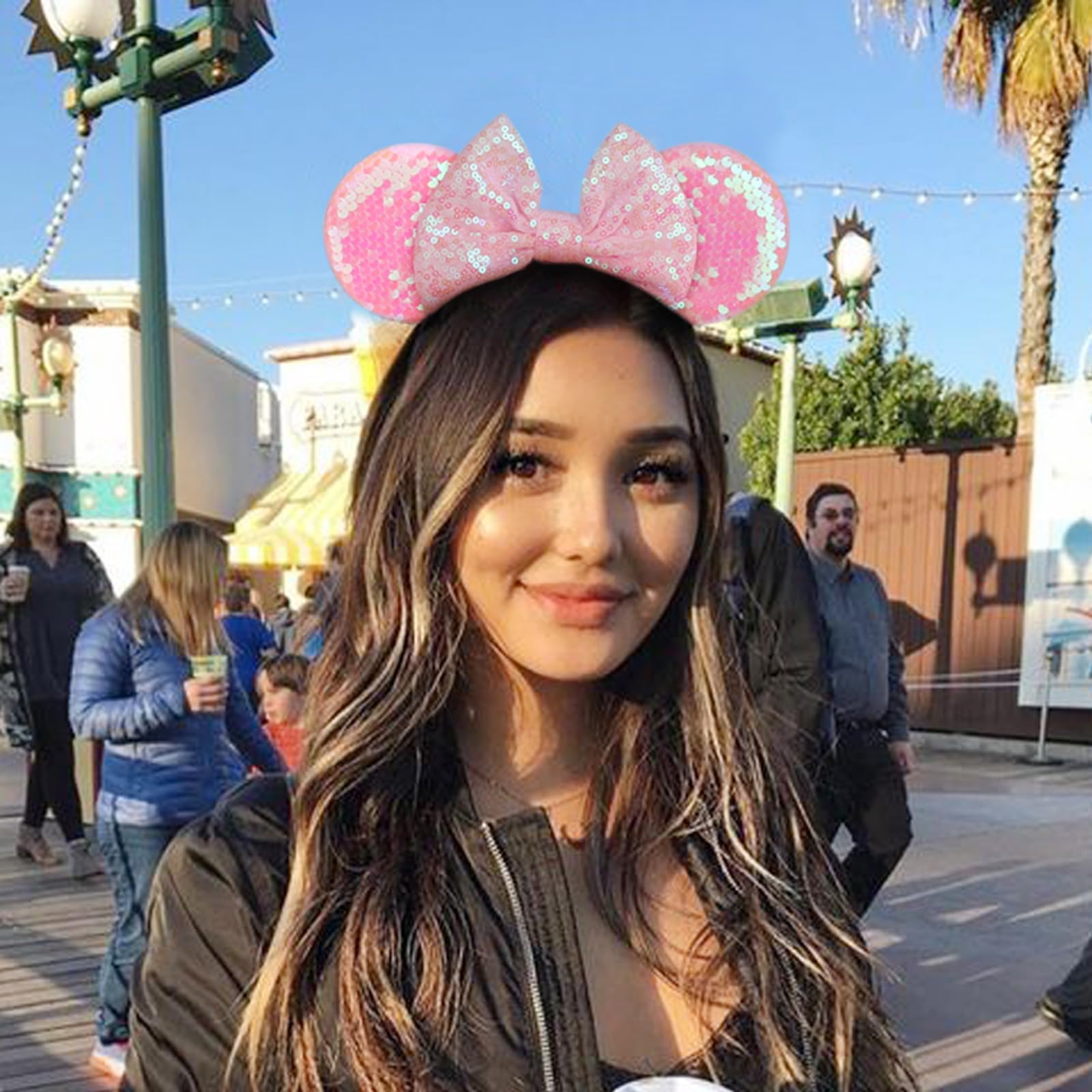 AQOKKA Mouse Ears Headband with Bow – Minnie Ears Cosplay Accessory for Women