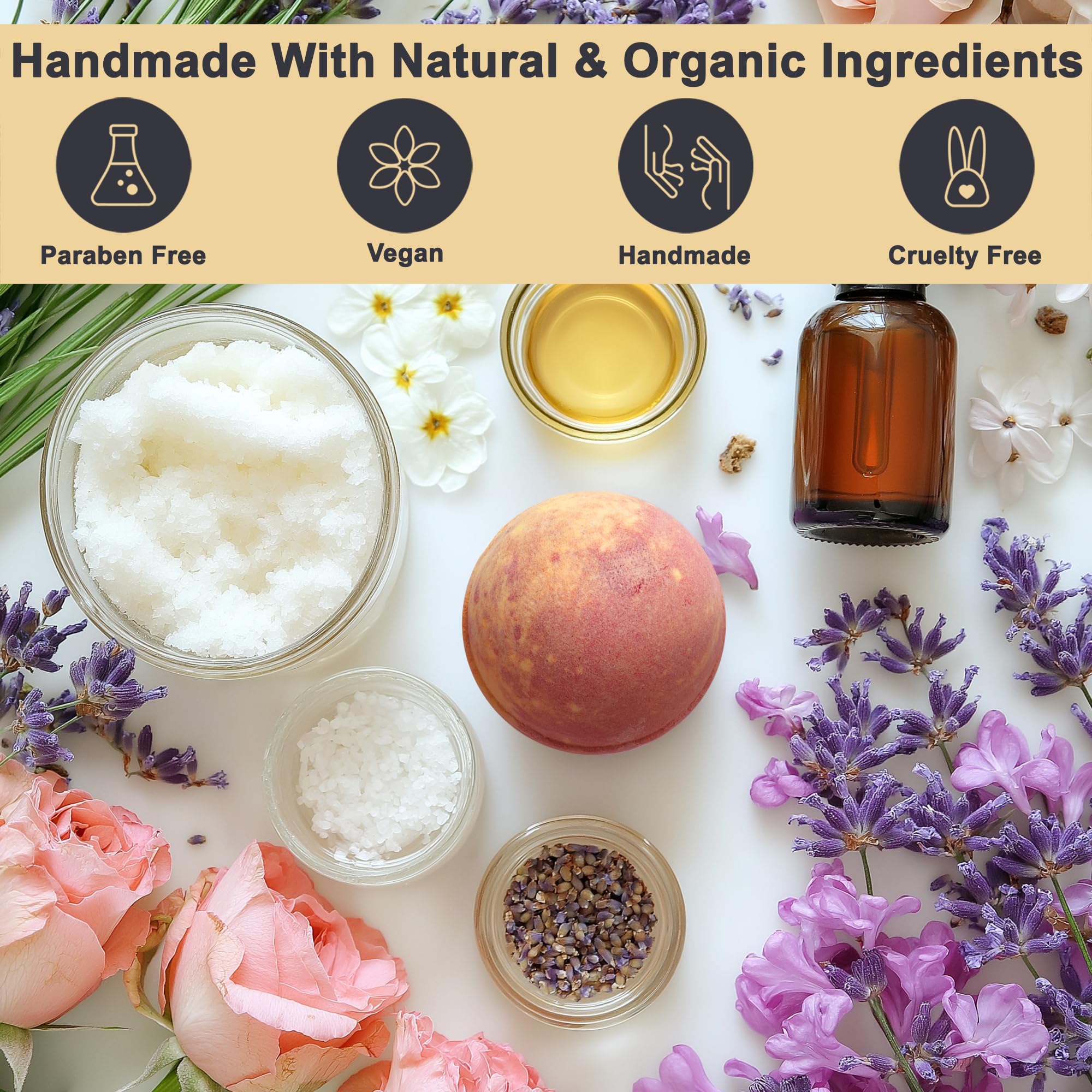 Flower Bath Bombs Gift Set – 12 Large Natural Bath Bombs by Aqua Elegante