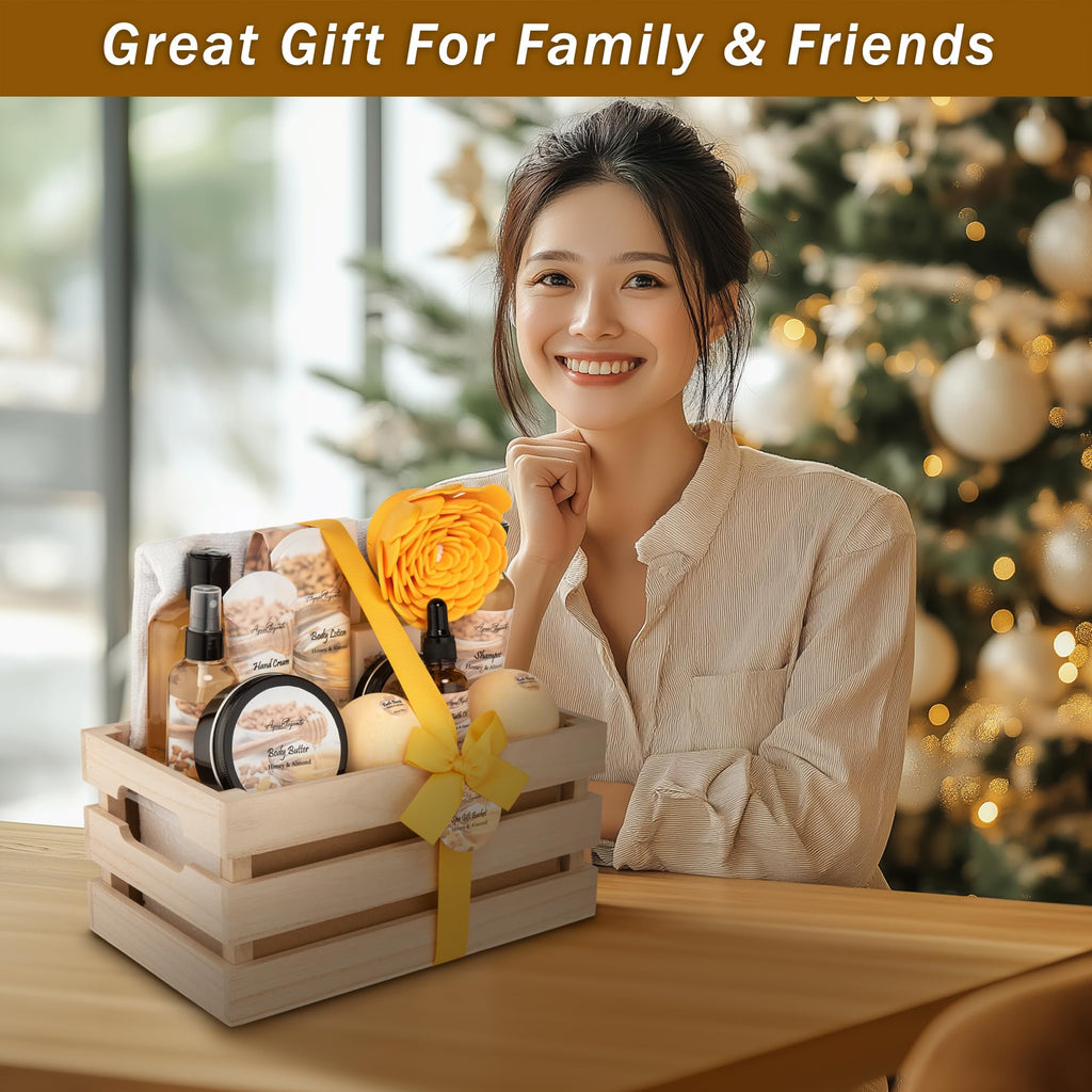 Aqua Elegante Bath Spa Gift Sets – Luxury Honey & Almond Basket