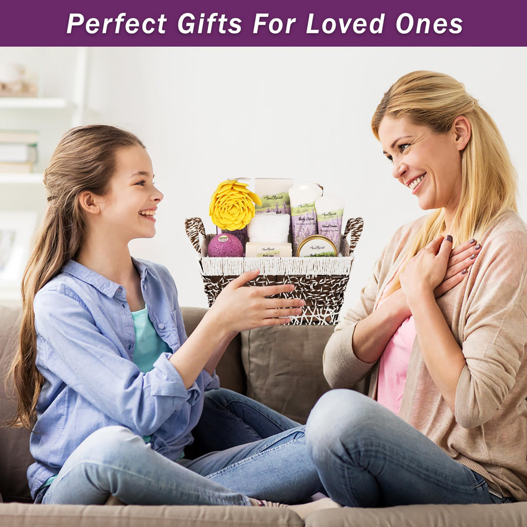 Aqua Elegante Spa Baskets for Women – Luxury Lavender & Tea Tree Bath Set