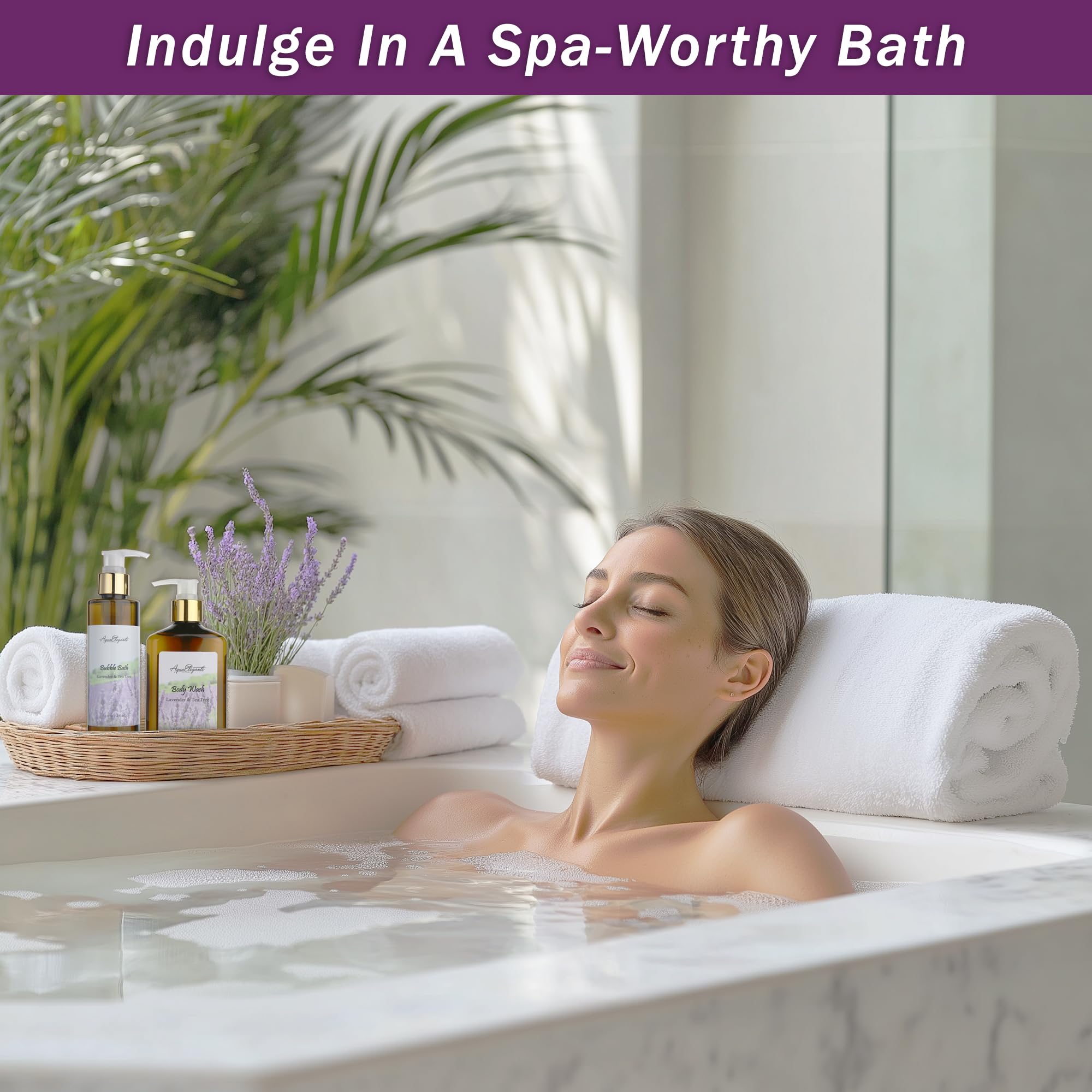 Aqua Elegante Spa Baskets for Women – Luxury Lavender & Tea Tree Bath Set
