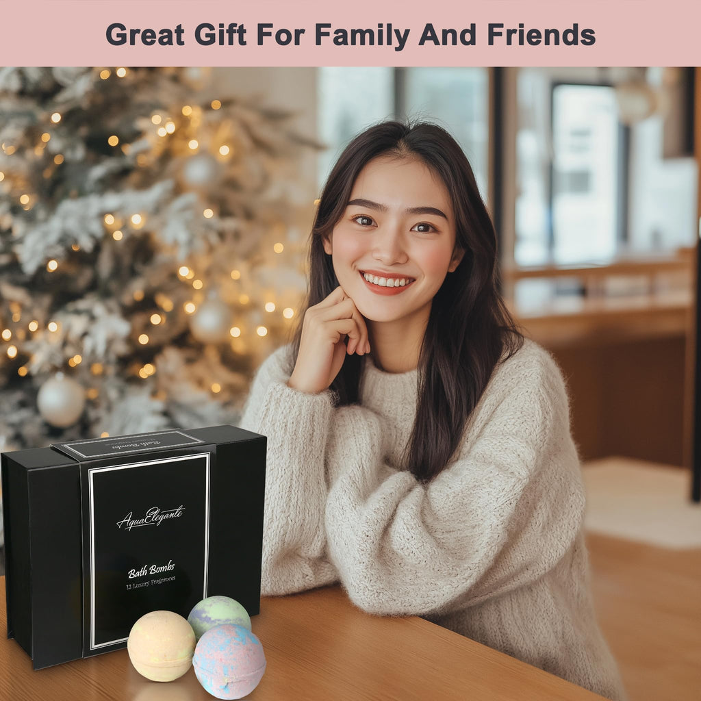 Aqua Elegante Luxury Bath Bombs Gift Set – 12 Large, Organic Essential Oils, Vegan & Cruelty-Free