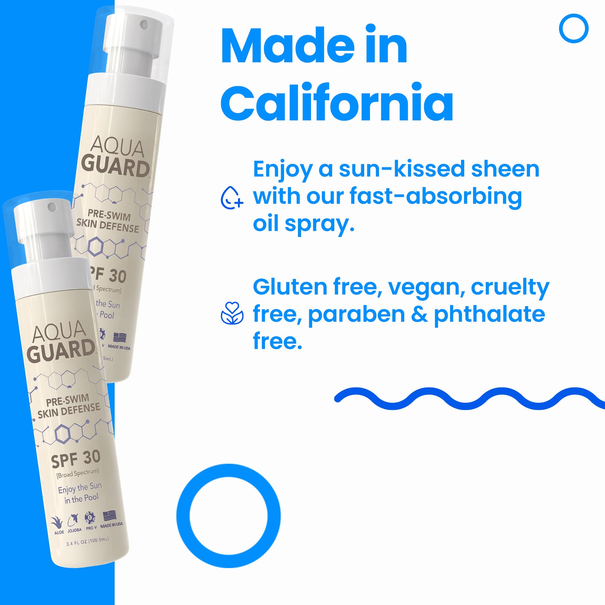 AQUA GUARD Beauty Pre-Swim Skin Defense | SPF30 Hydration | 2-Pack | Made in California