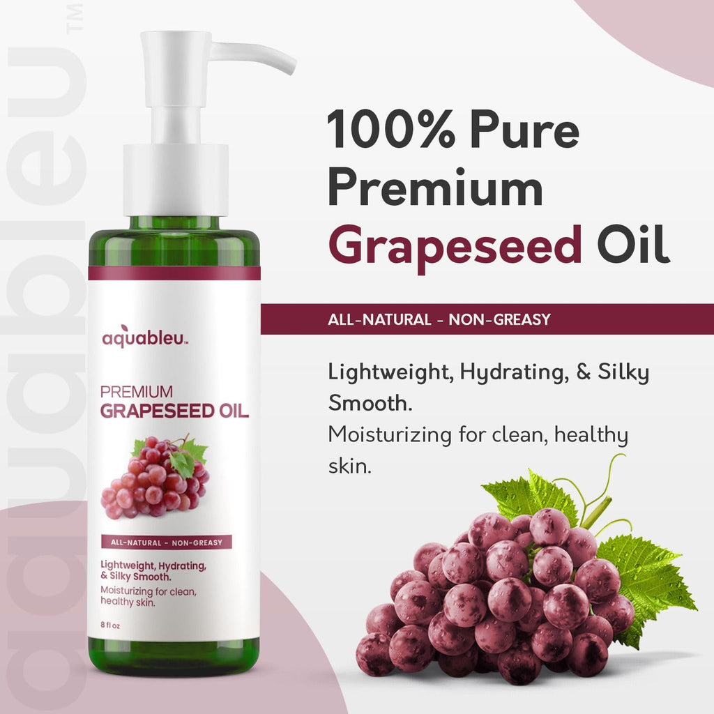 Aquableu Premium Grapeseed Oil – 100% Pure, Cold-Pressed, Hydrating (8 oz)