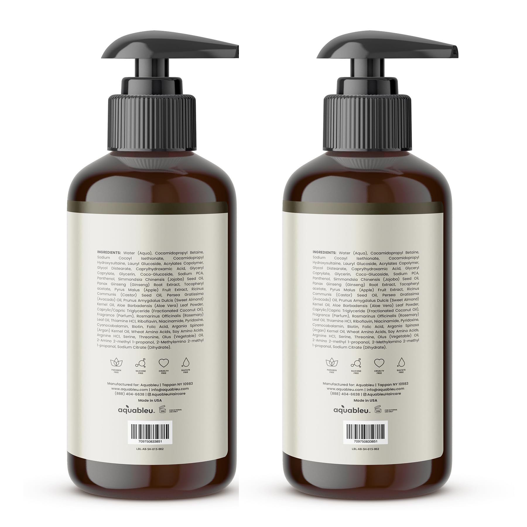 Aquableu Advanced Therapy Rosemary Oil Shampoo & Conditioner Set – 16oz for Volume, Strength & Thickness
