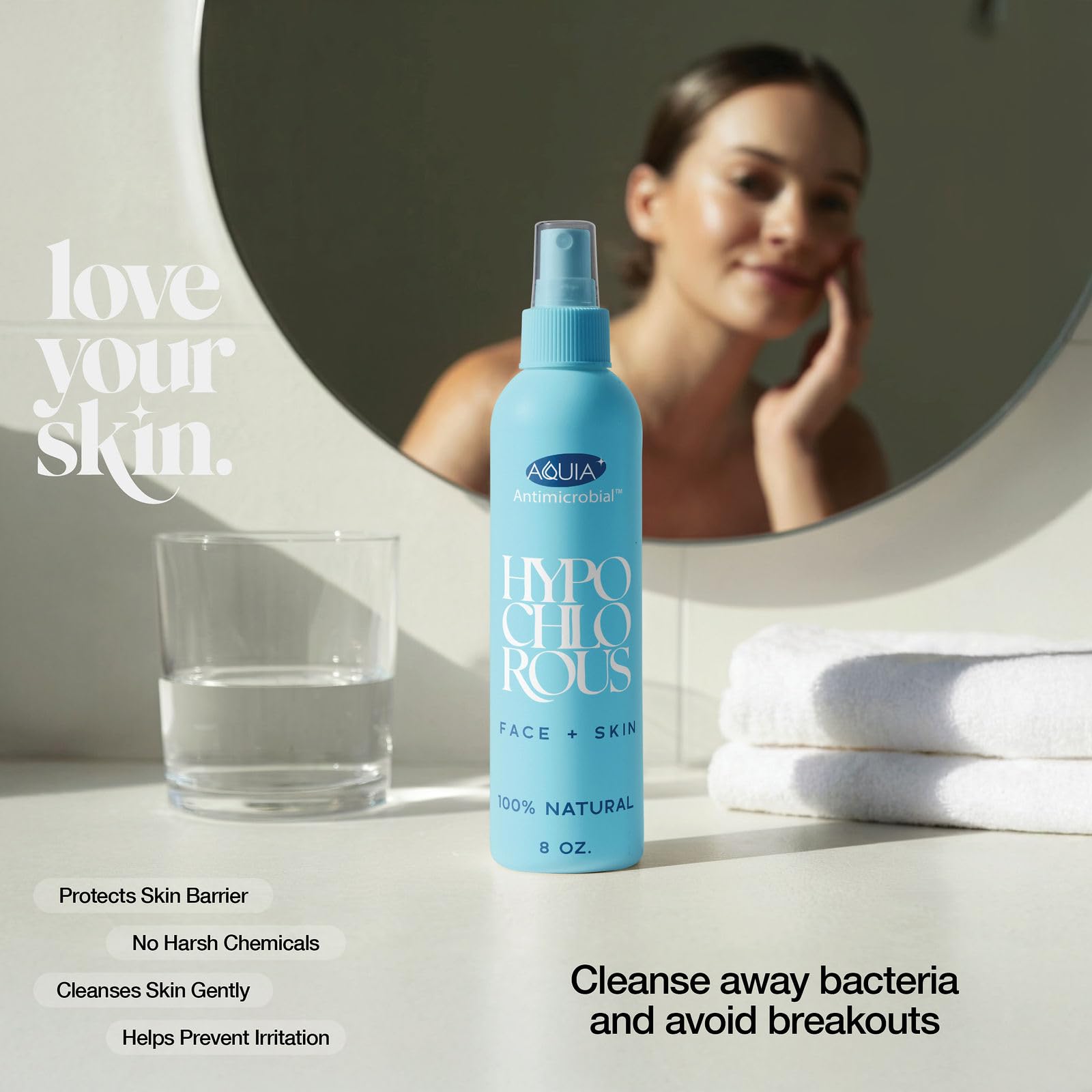 Aquia Hypochlorous Acid Spray for Face and Skin | 32oz Refill Antimicrobial Facial Cleanser