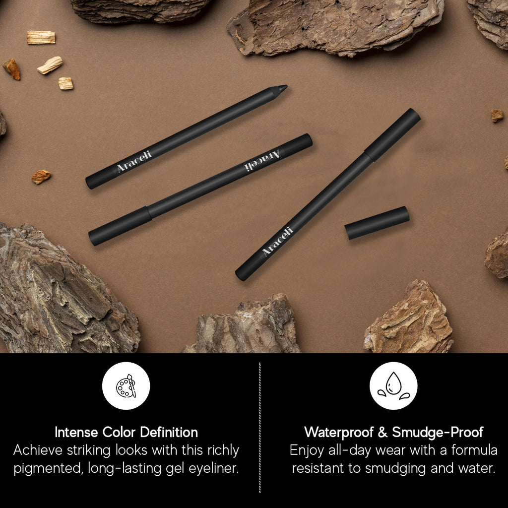 Araceli Beauty Gel Pencil Eyeliner – Water Resistant, Smudge-Proof, Long-Lasting Black