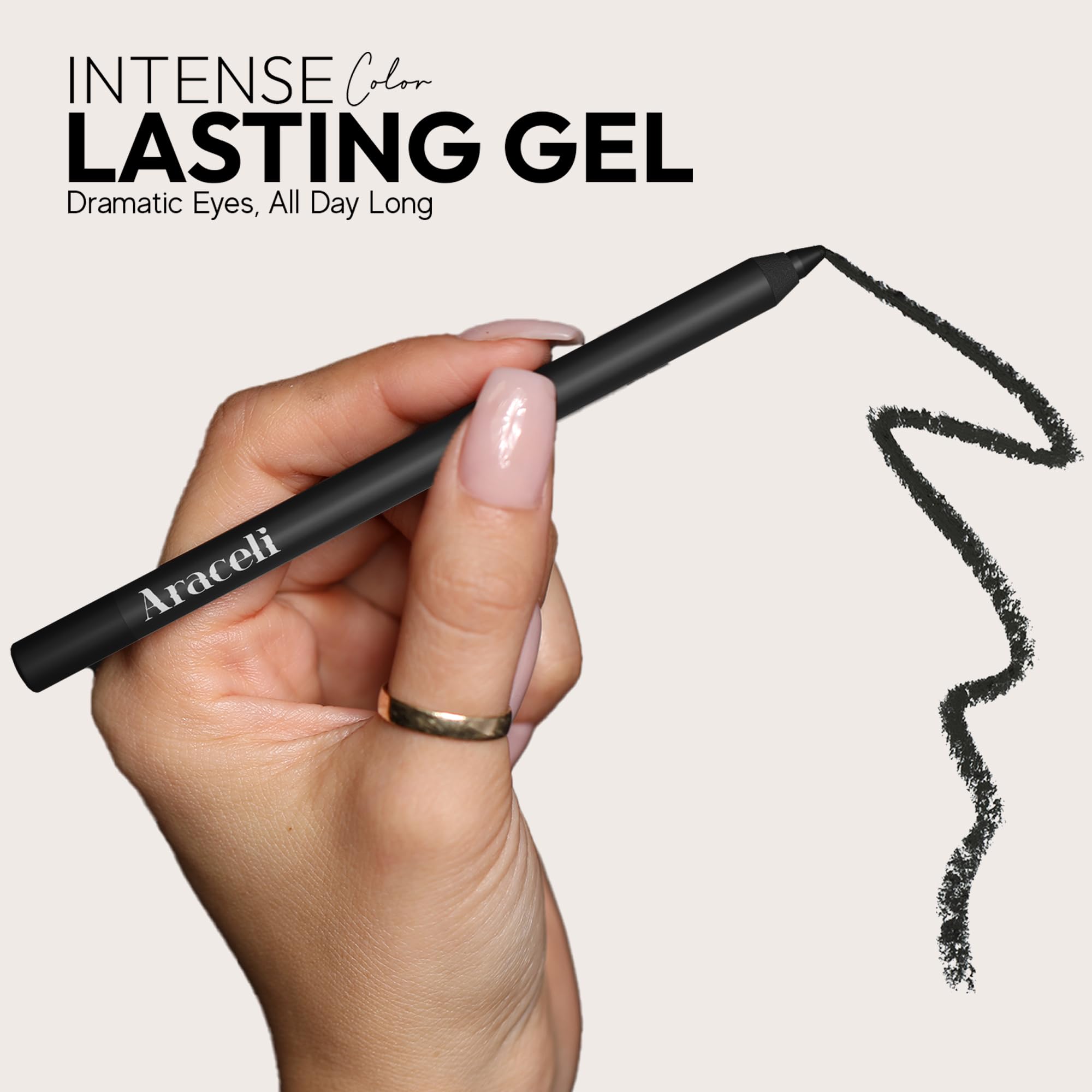 Araceli Beauty Gel Pencil Eyeliner – Water Resistant, Smudge-Proof, Long-Lasting Black