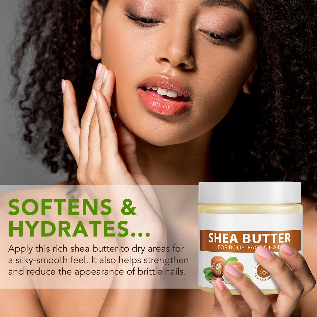 A r b c r n Raw Organic Shea Butter - 2 Pack | Unrefined Moisturizer for Dry Skin & Hair (15.6 oz)