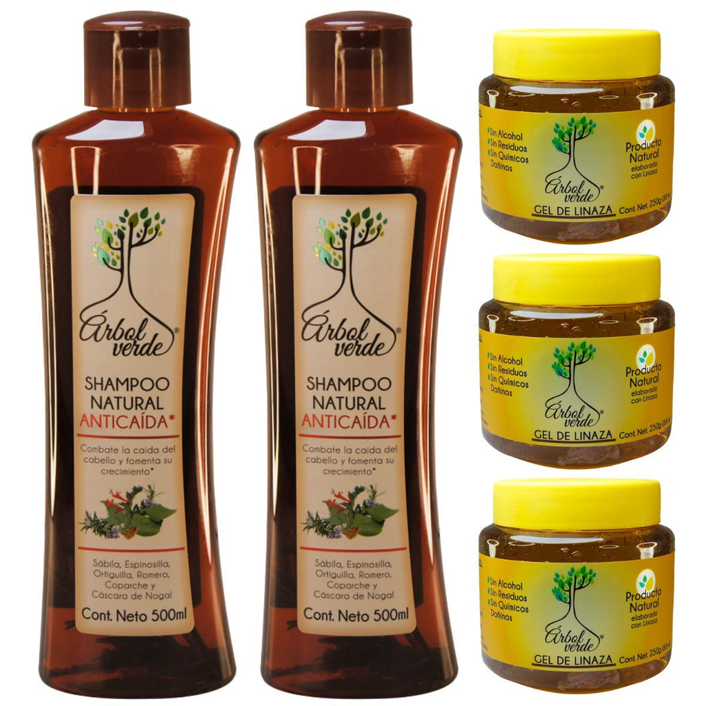 Arbol Verde Kit 2: Natural Anti-Fall Shampoo 500 ml + Linseed Gel 250 g